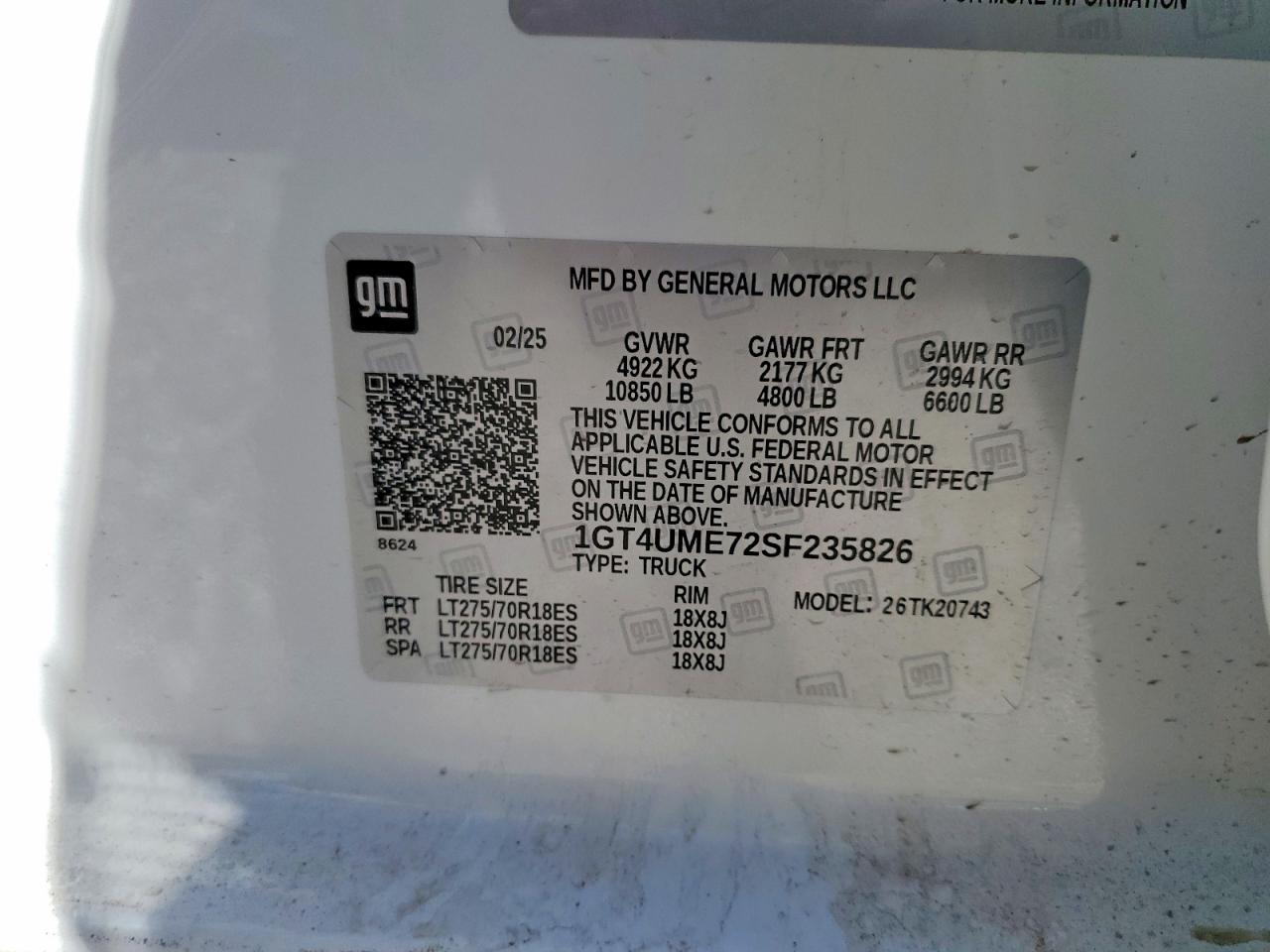 2025 Gmc Sierra K2500 Sle White vin: 1GT4UME72SF235826