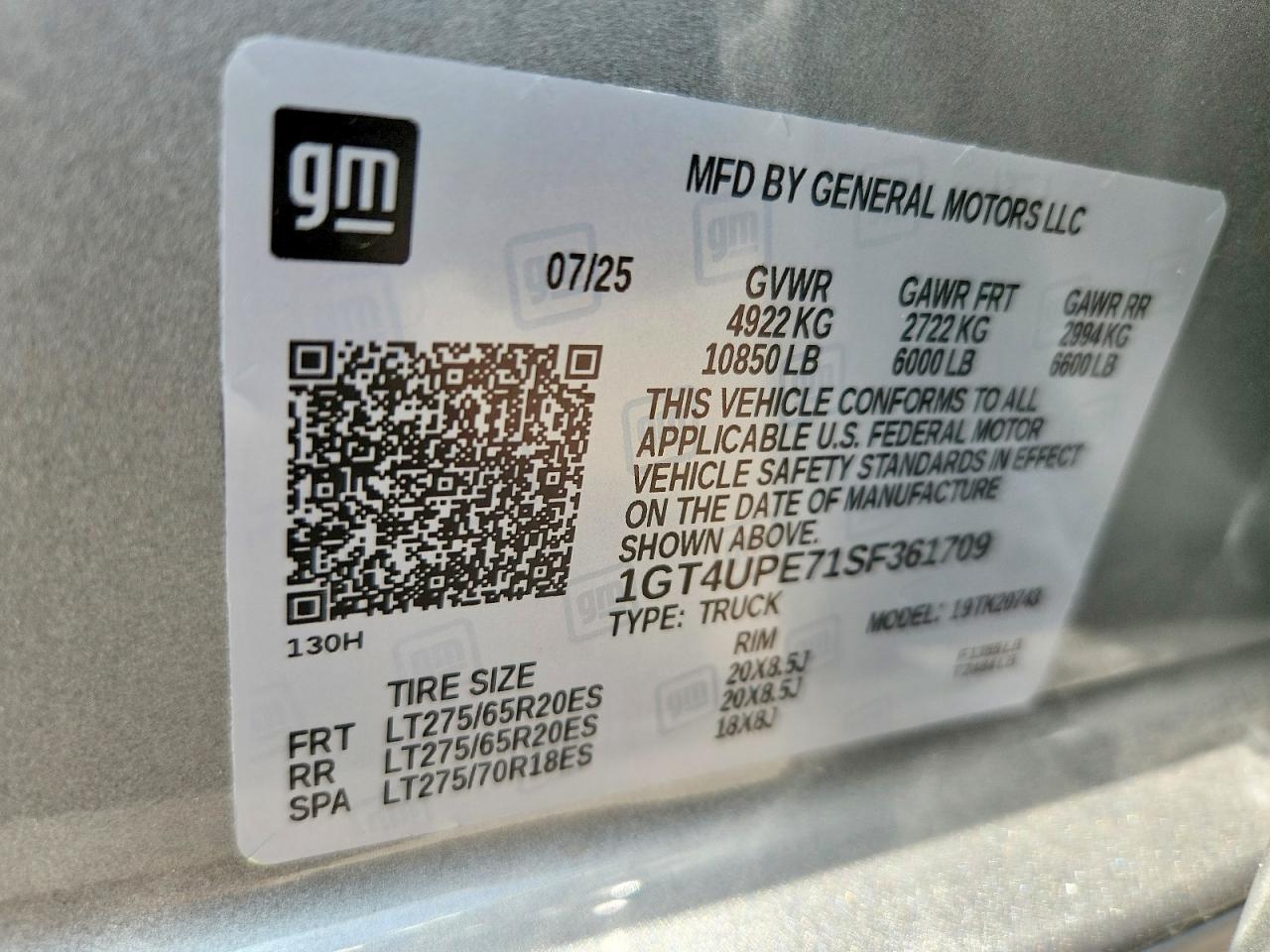 2025 Gmc Sierra K2500 At4 Gray vin: 1GT4UPE71SF361709