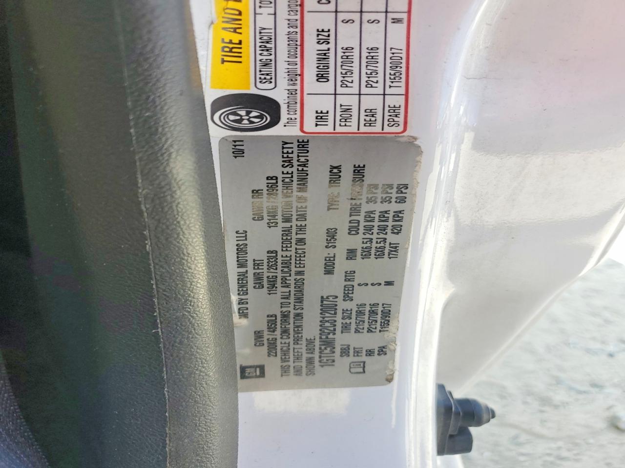 2012 Gmc Canyon Sle White vin: 1GTC5MF92C8120075
