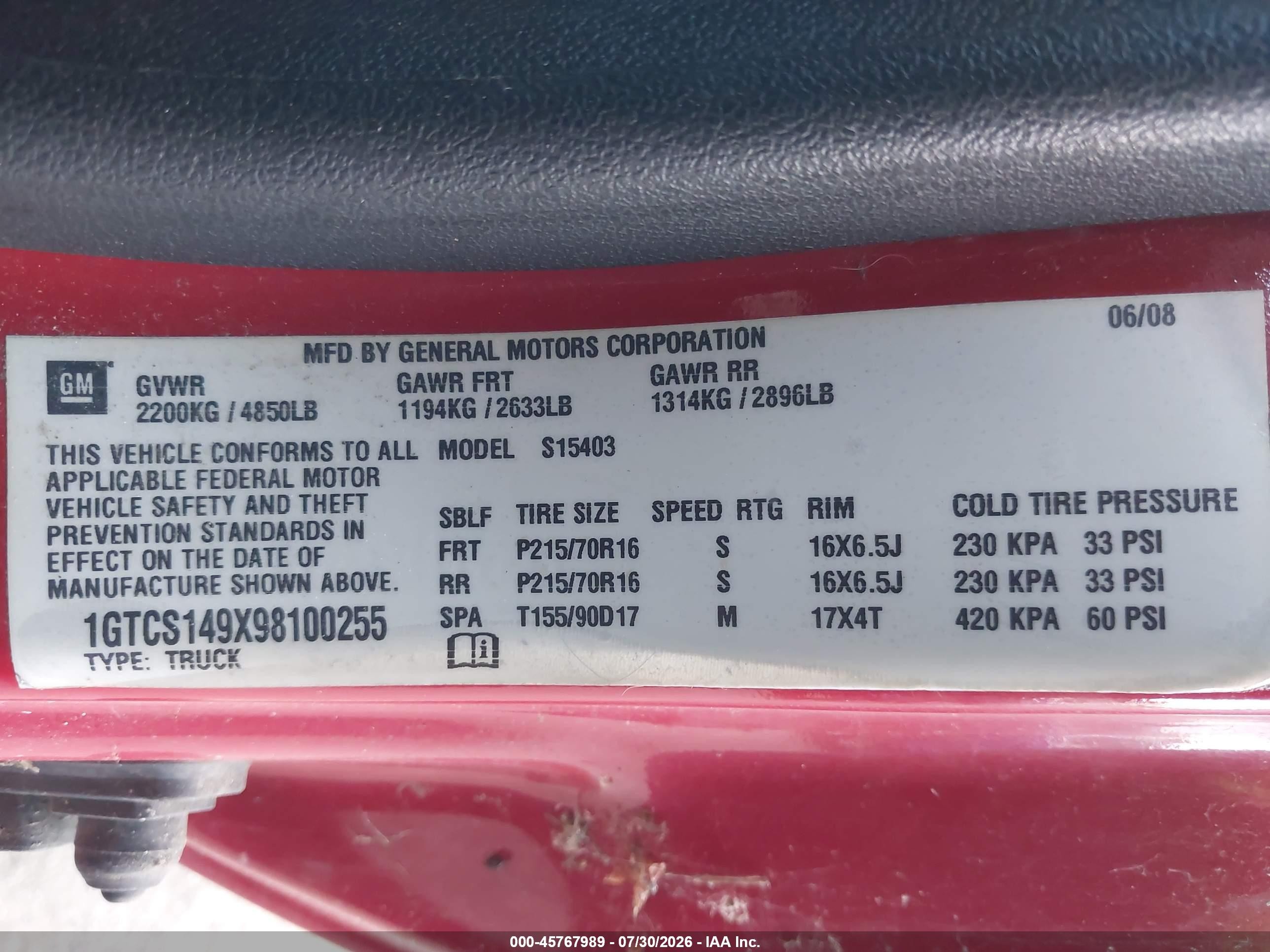 2009 Gmc Canyon Sle1 Red vin: 1GTCS149X98100255