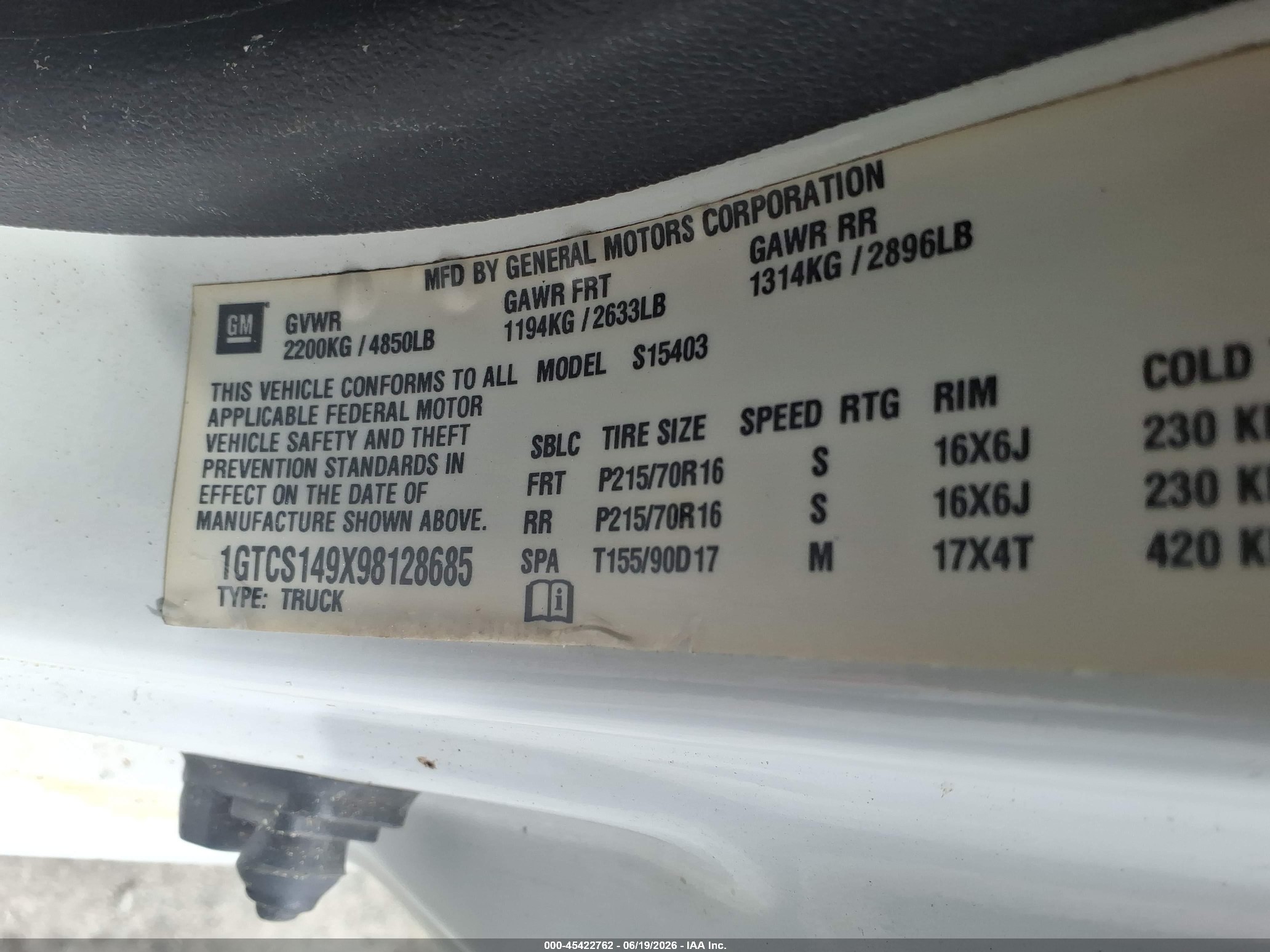 2009 Gmc Canyon Work Truck White vin: 1GTCS149X98128685