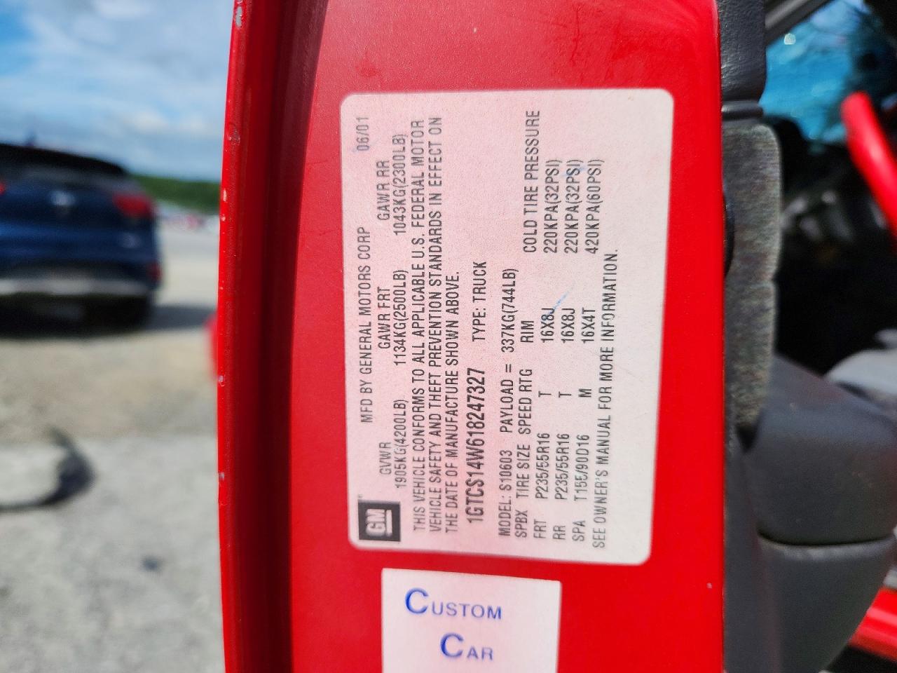 2001 Gmc Sonoma Red vin: 1GTCS14W618247327
