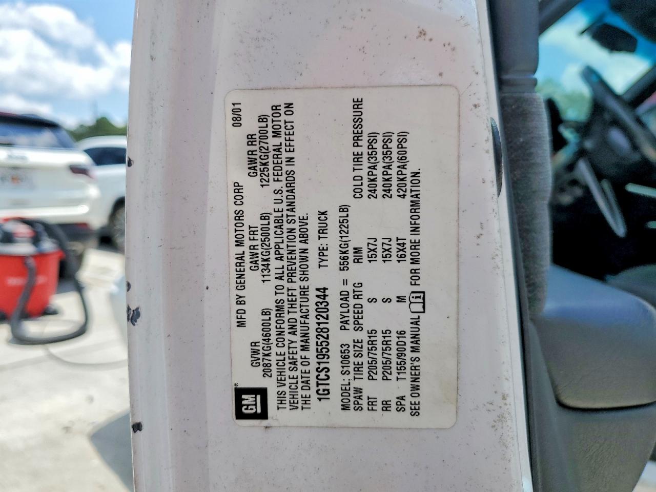 2002 Gmc Sonoma White vin: 1GTCS195528120344