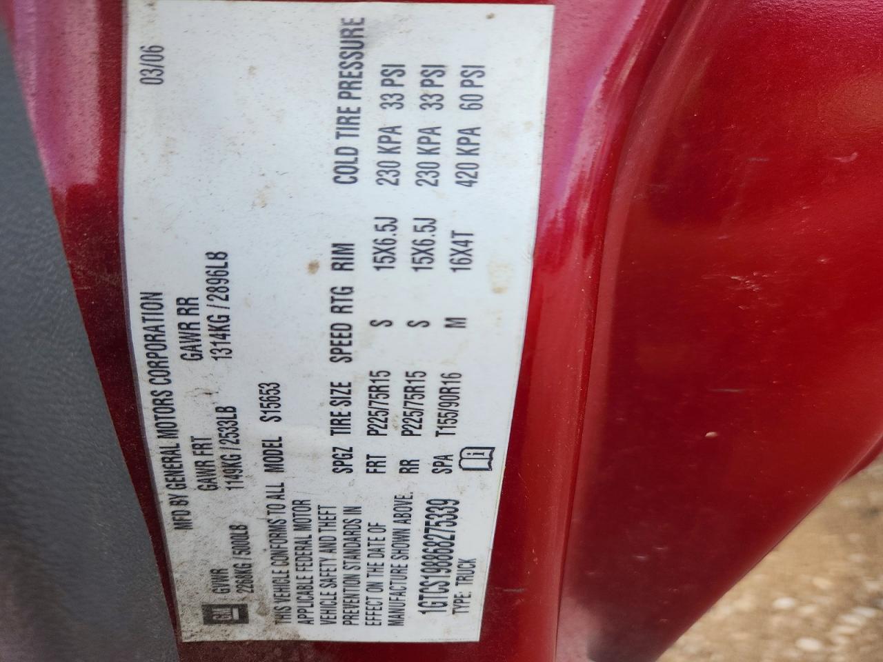 2006 Gmc Canyon Red vin: 1GTCS198868275339