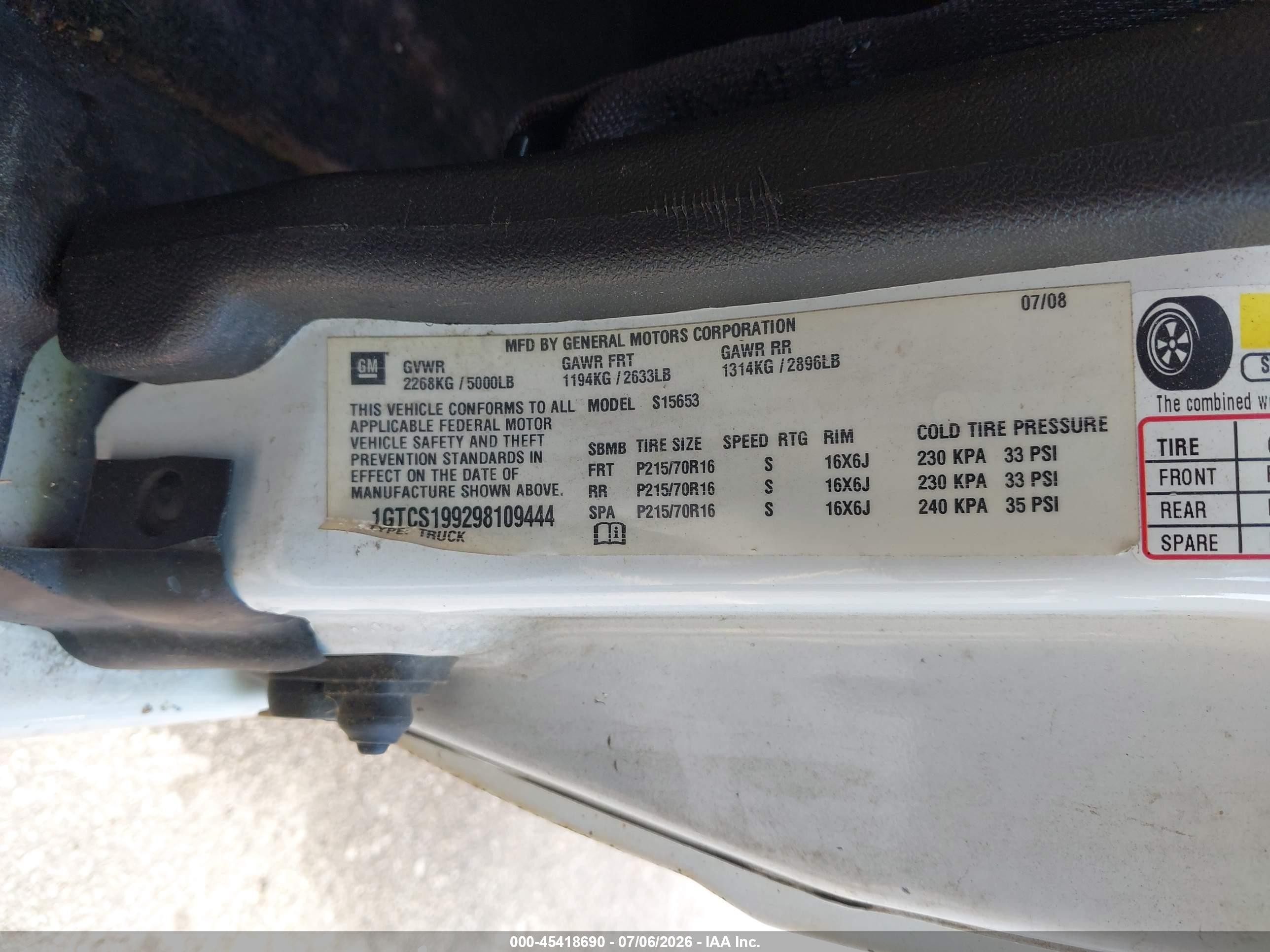 2009 Gmc Canyon Work Truck White vin: 1GTCS199298109444