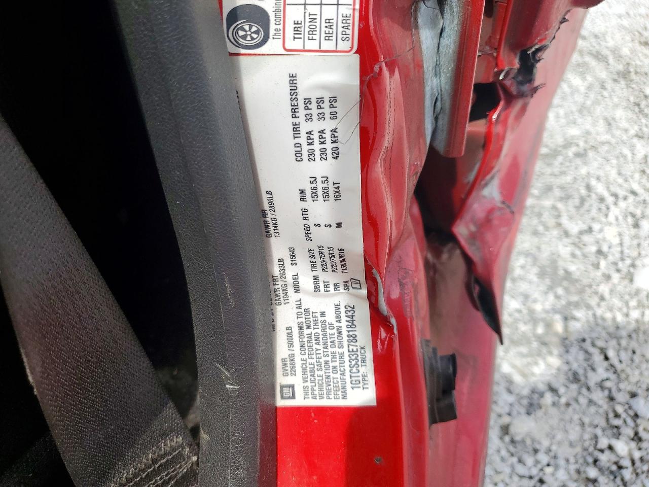 2008 Gmc Canyon Sle Red vin: 1GTCS33E788184432