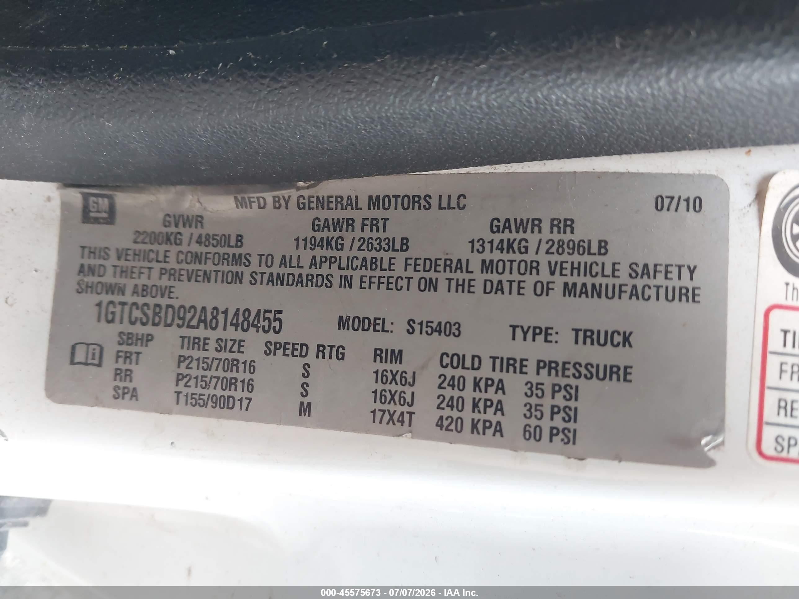 2010 Gmc Canyon Work Truck White vin: 1GTCSBD92A8148455