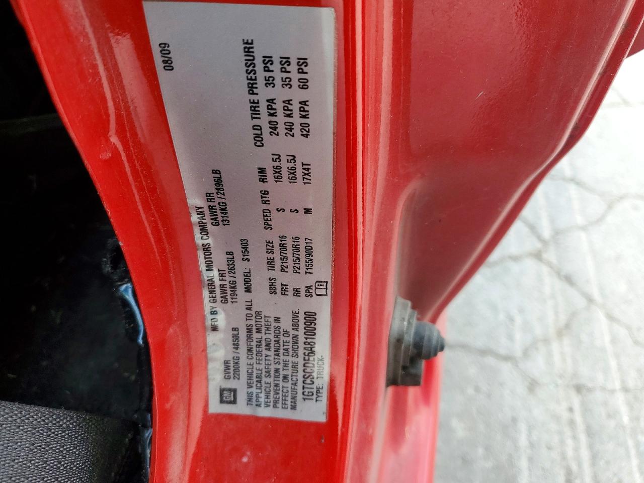 2010 Gmc Canyon Sle Red vin: 1GTCSCDE6A8100900