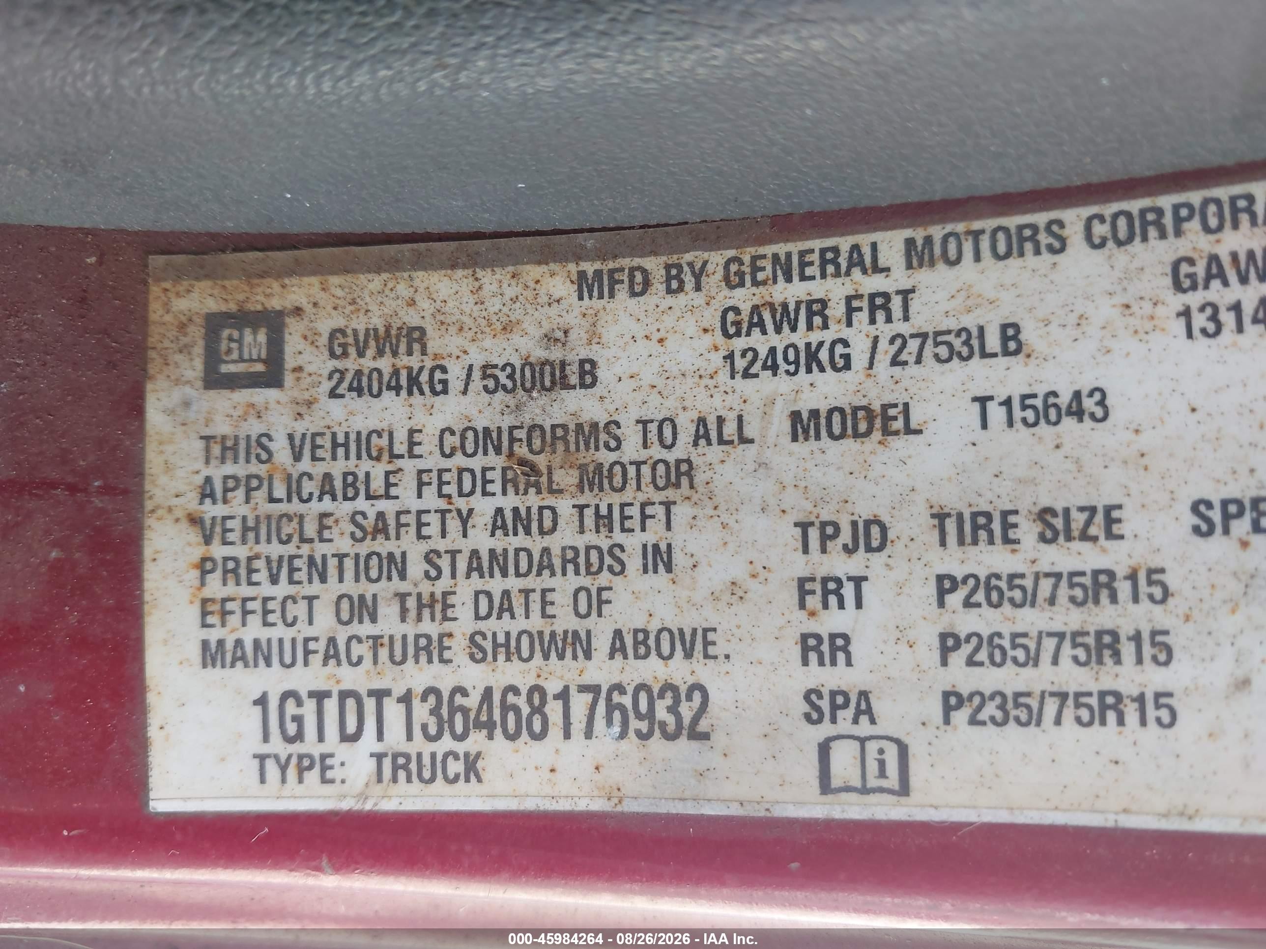 2006 Gmc Canyon Sle2 Red vin: 1GTDT136468176932