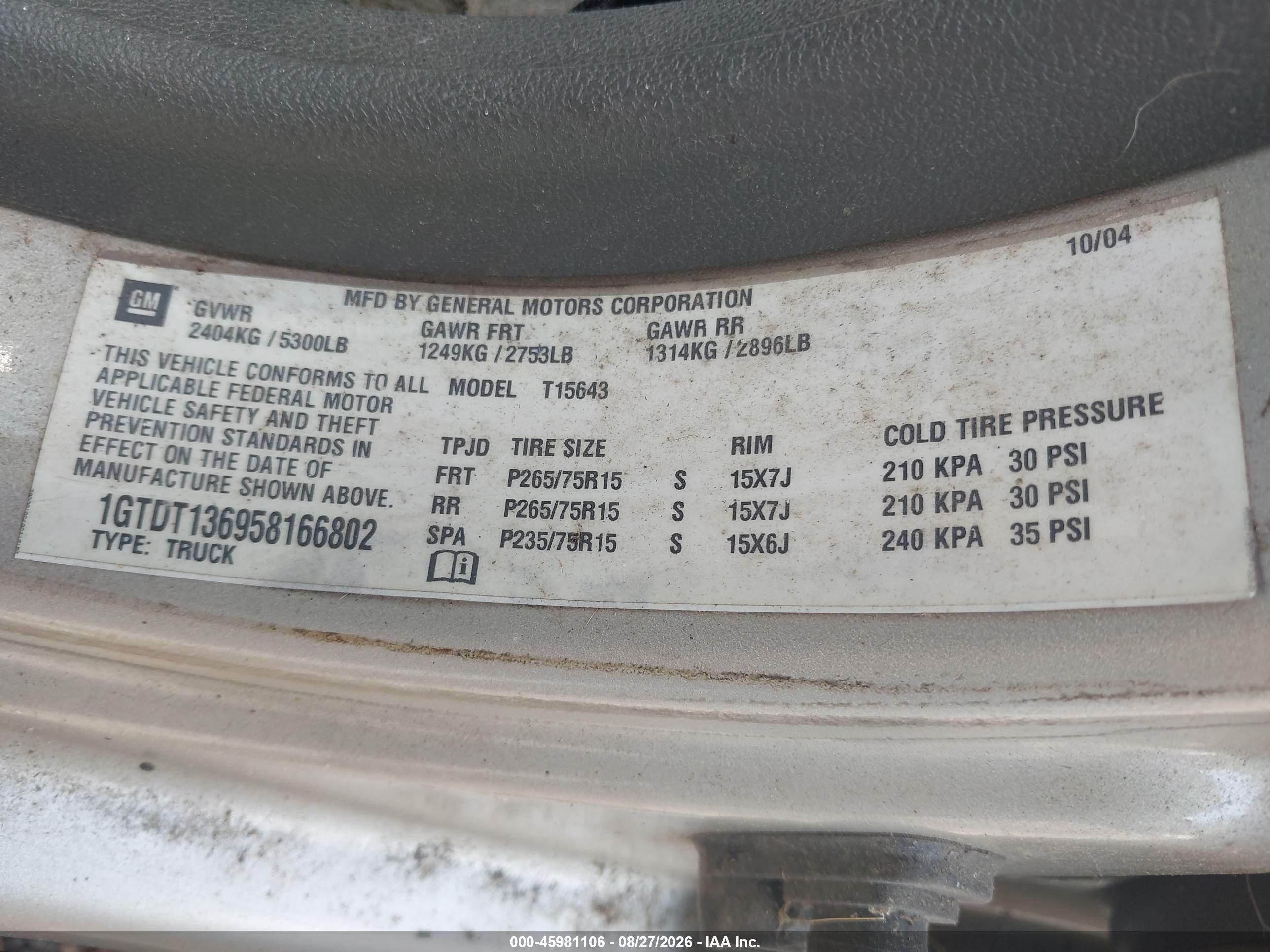 2005 Gmc Canyon Sle Золотой vin: 1GTDT136958166802