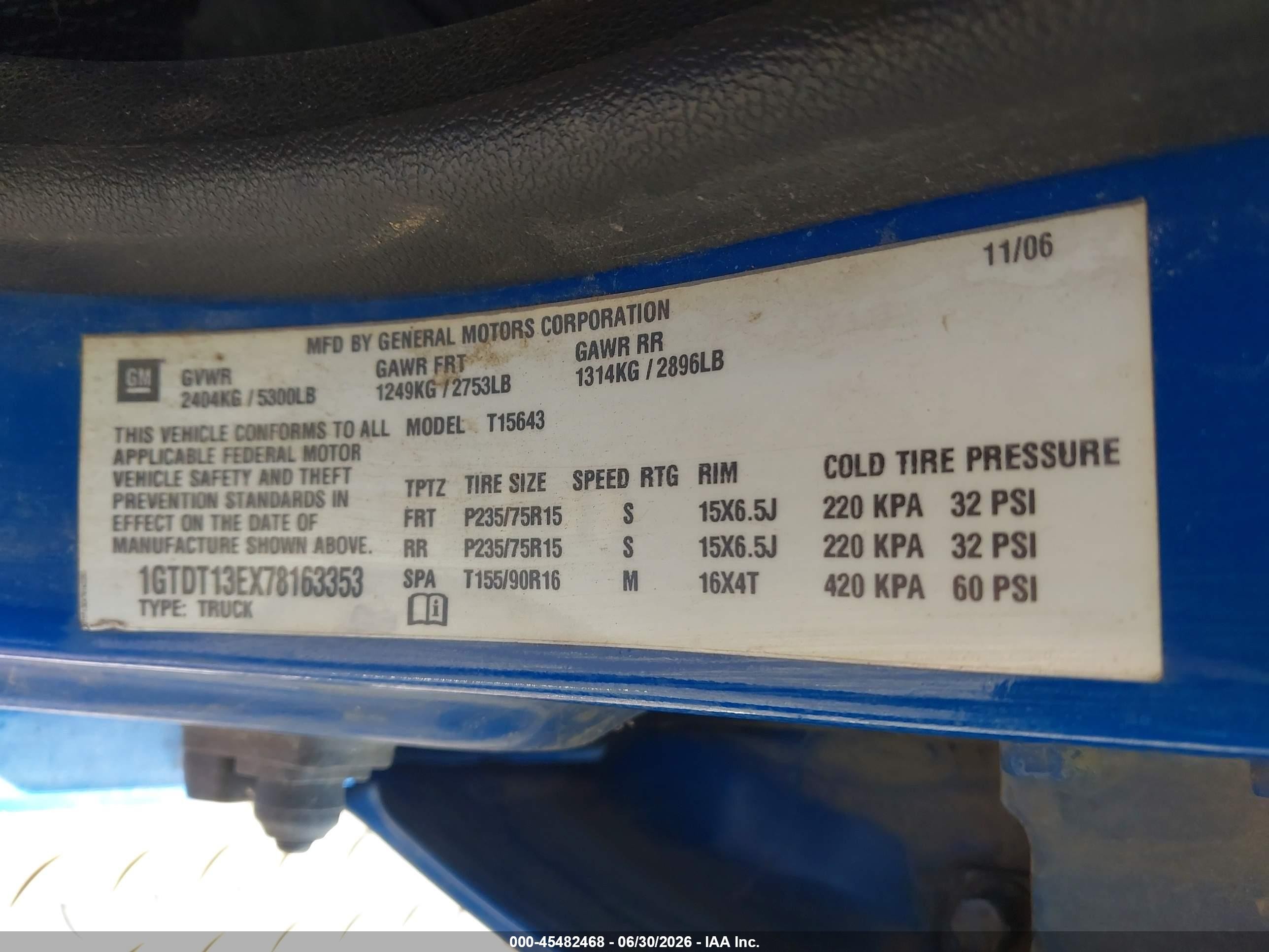 2007 Gmc Canyon Sle1 Blue vin: 1GTDT13EX78163353