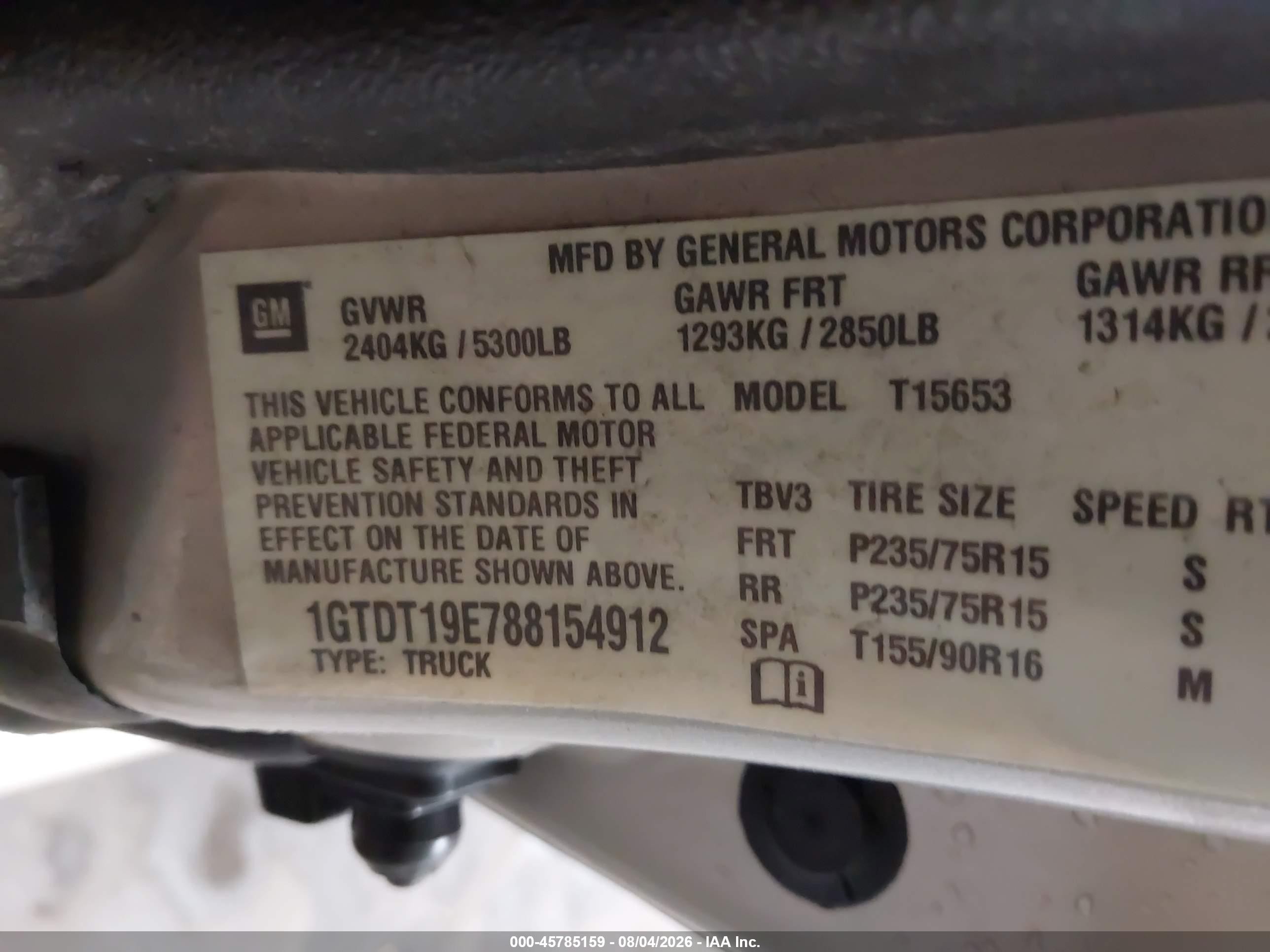 2008 Gmc Canyon Sle2 Beige vin: 1GTDT19E788154912
