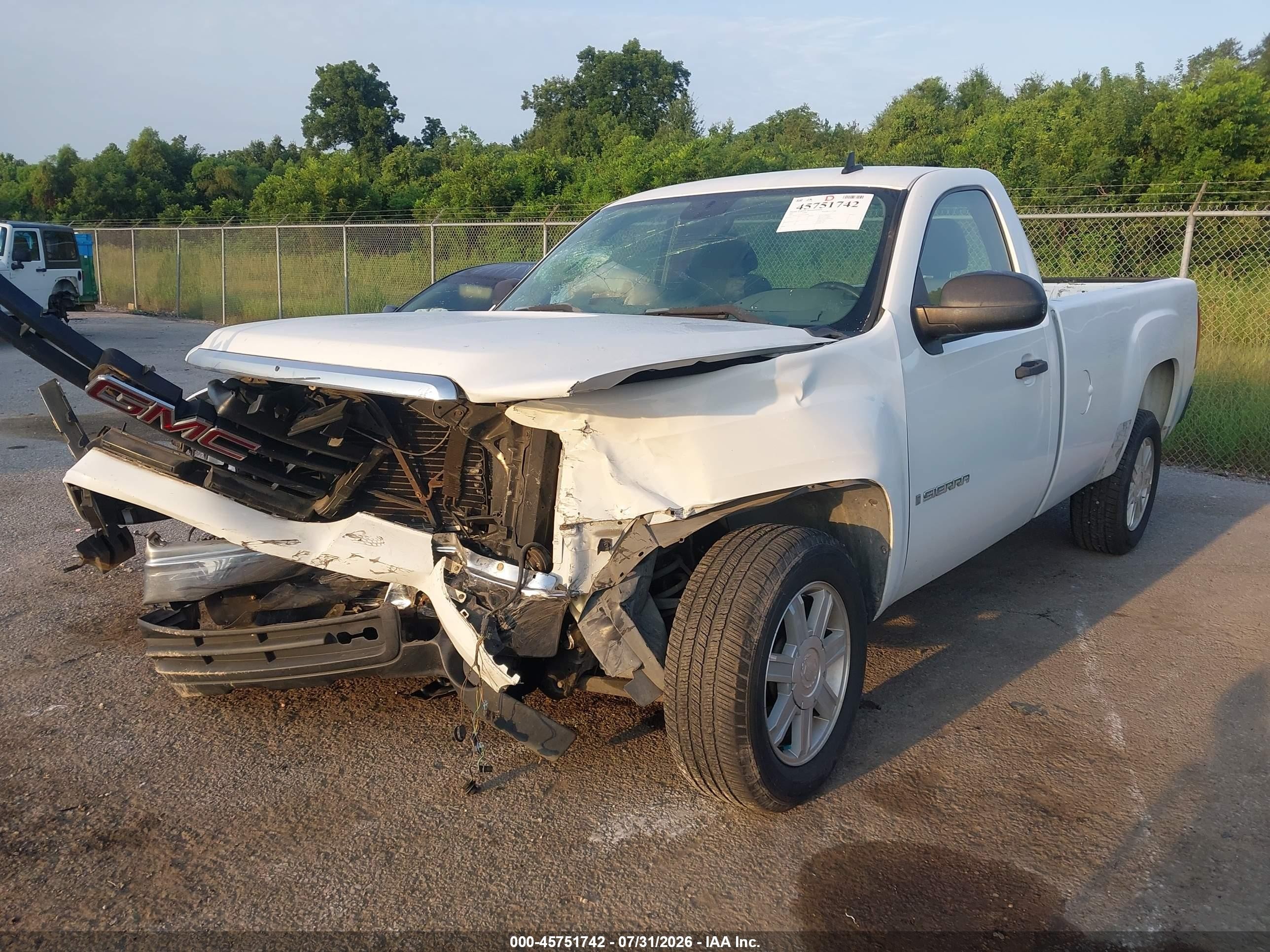 2007 Gmc Sierra 1500 Work Truck White vin: 1GTEC14C07Z534208