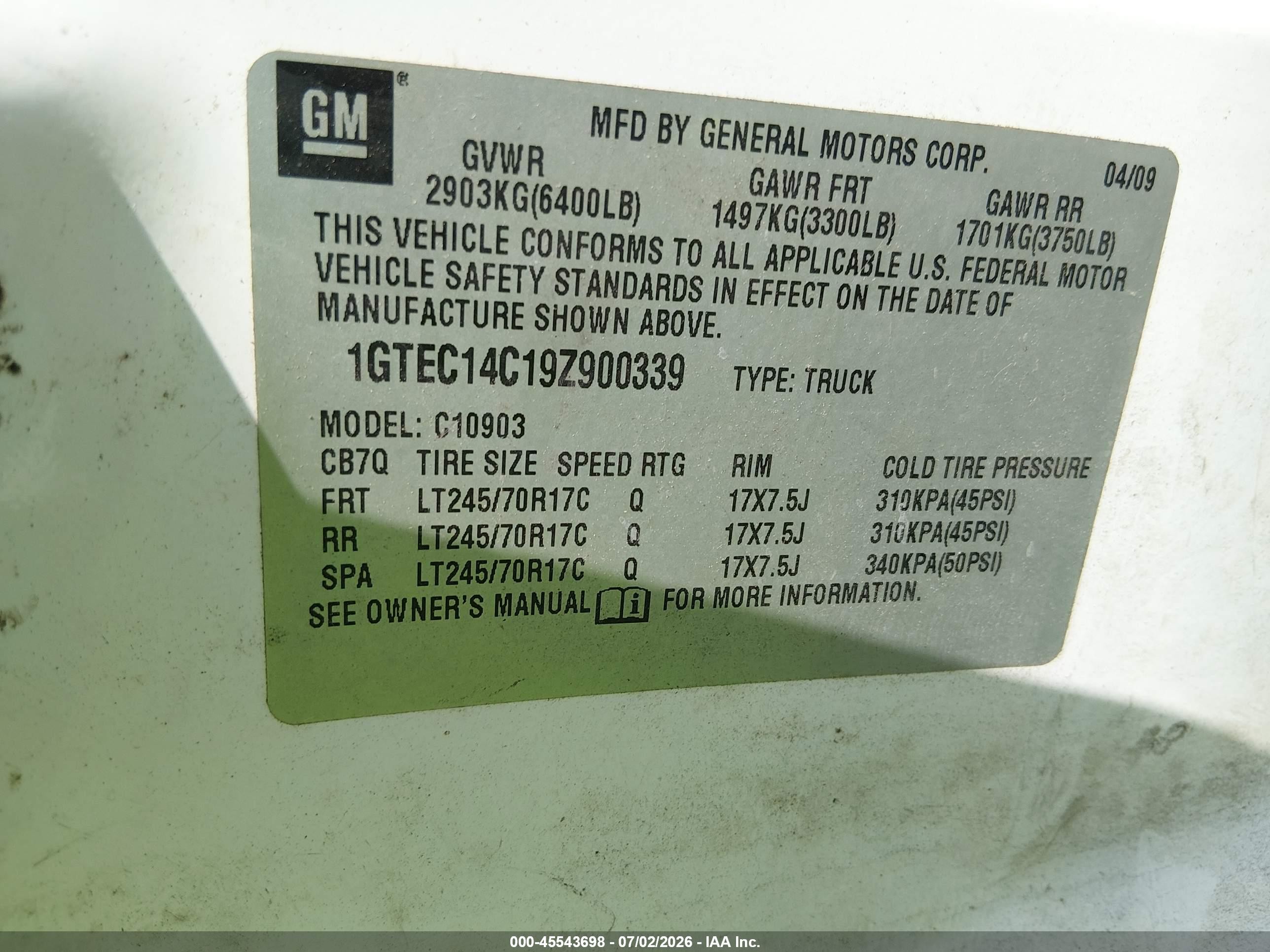 2009 Gmc Sierra 1500 Work Truck White vin: 1GTEC14C19Z900339