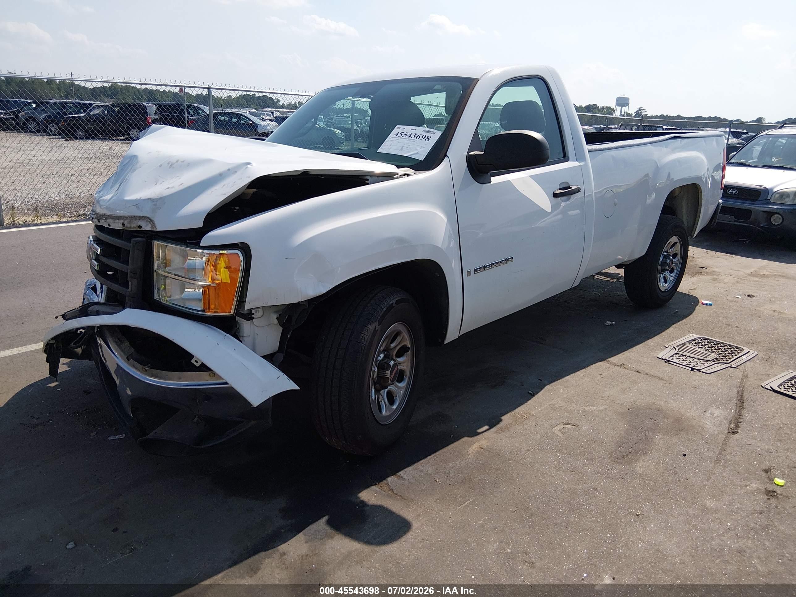 2009 Gmc Sierra 1500 Work Truck White vin: 1GTEC14C19Z900339
