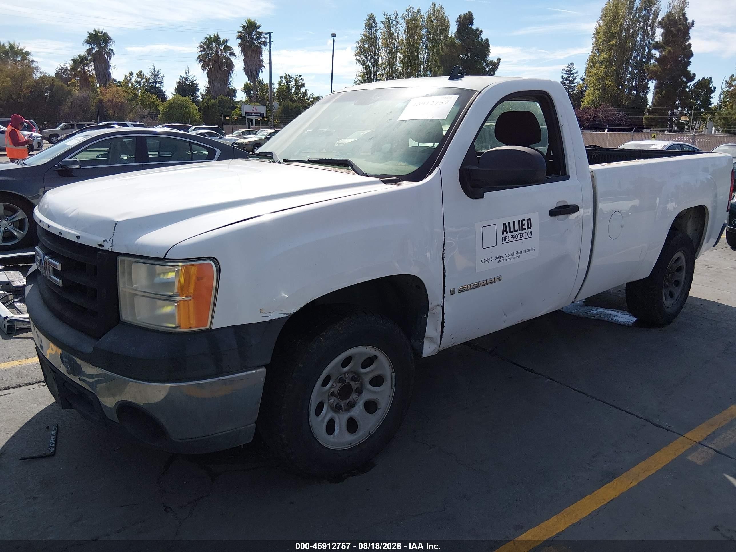 2007 Gmc Sierra 1500 Work Truck White vin: 1GTEC14C67E533958
