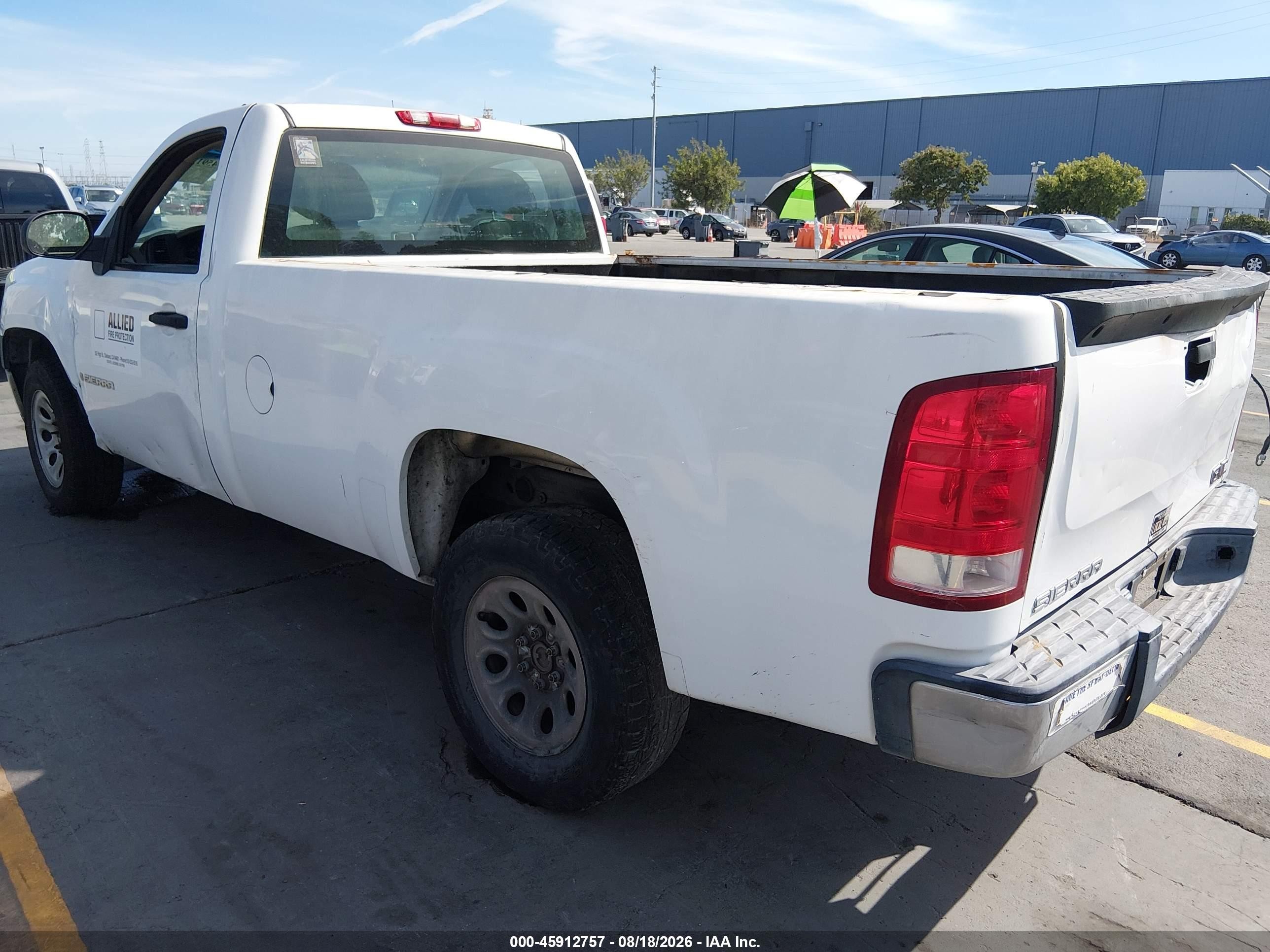2007 Gmc Sierra 1500 Work Truck White vin: 1GTEC14C67E533958