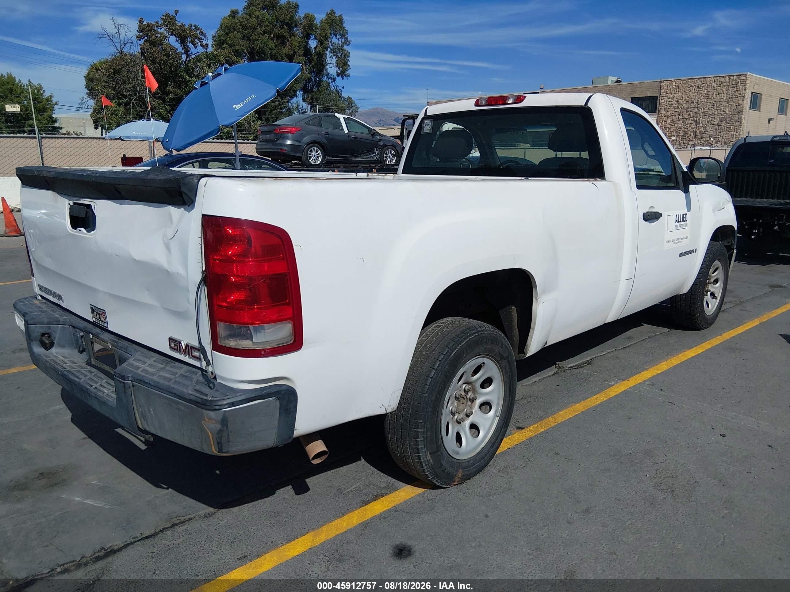 2007 Gmc Sierra 1500 Work Truck White vin: 1GTEC14C67E533958