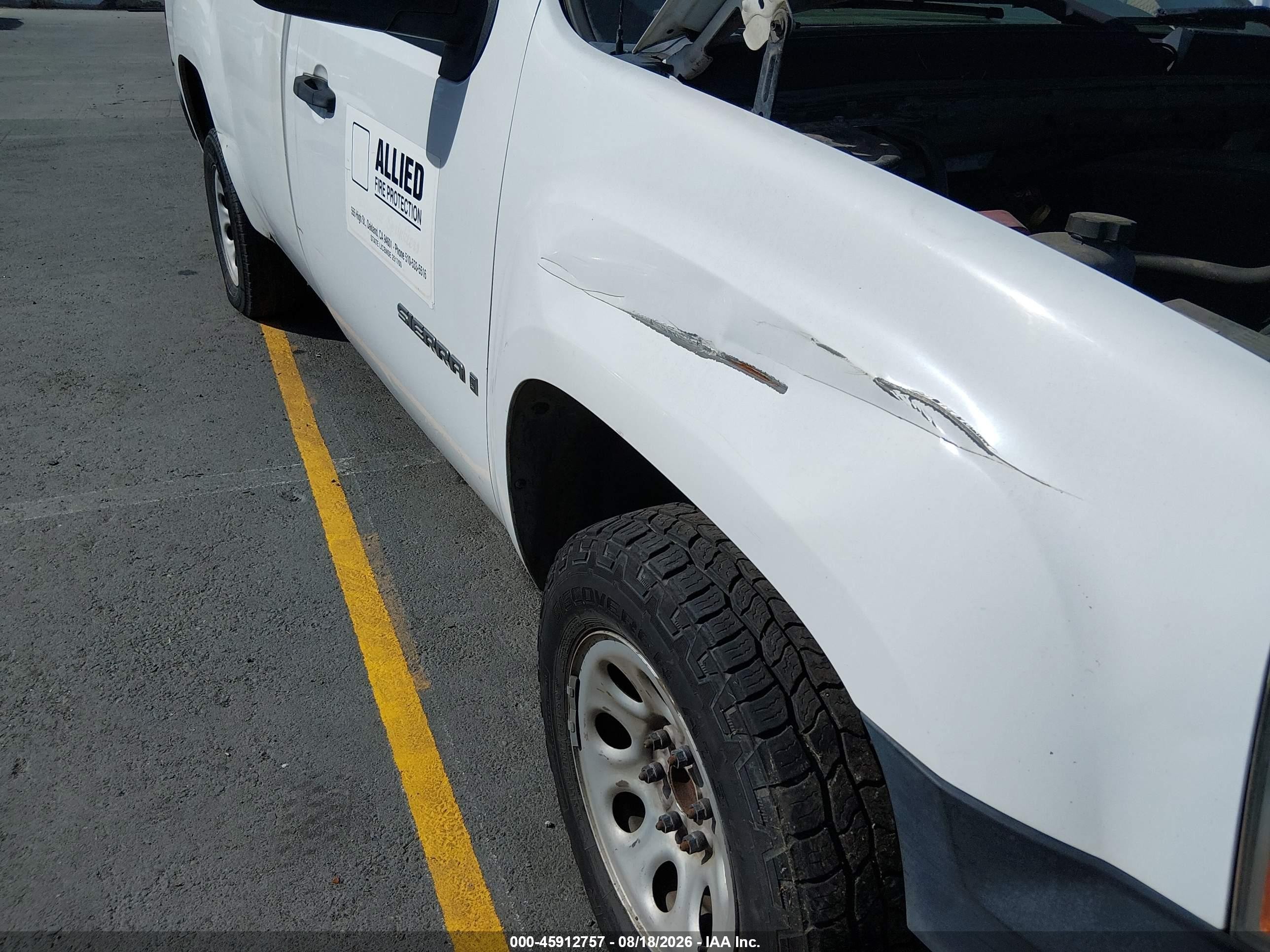 2007 Gmc Sierra 1500 Work Truck White vin: 1GTEC14C67E533958