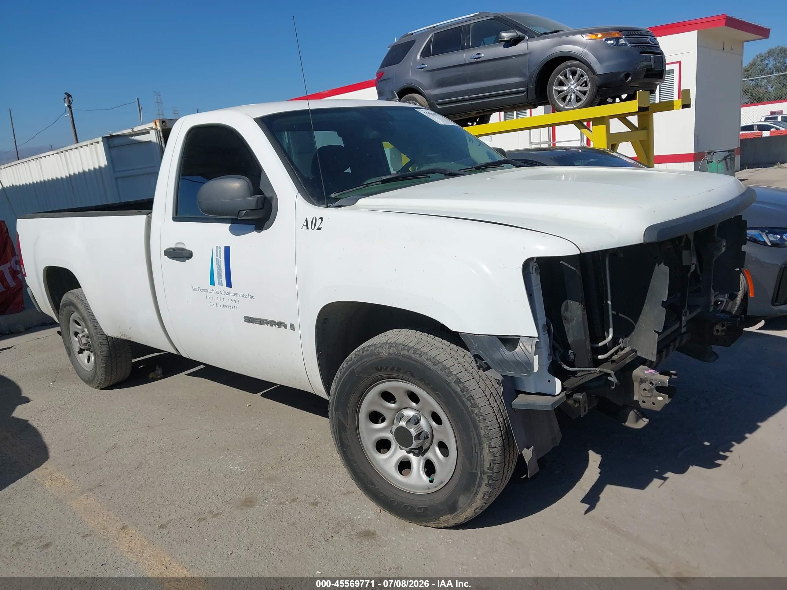 2007 Gmc Sierra 1500 Work Truck White vin: 1GTEC14C77Z586211