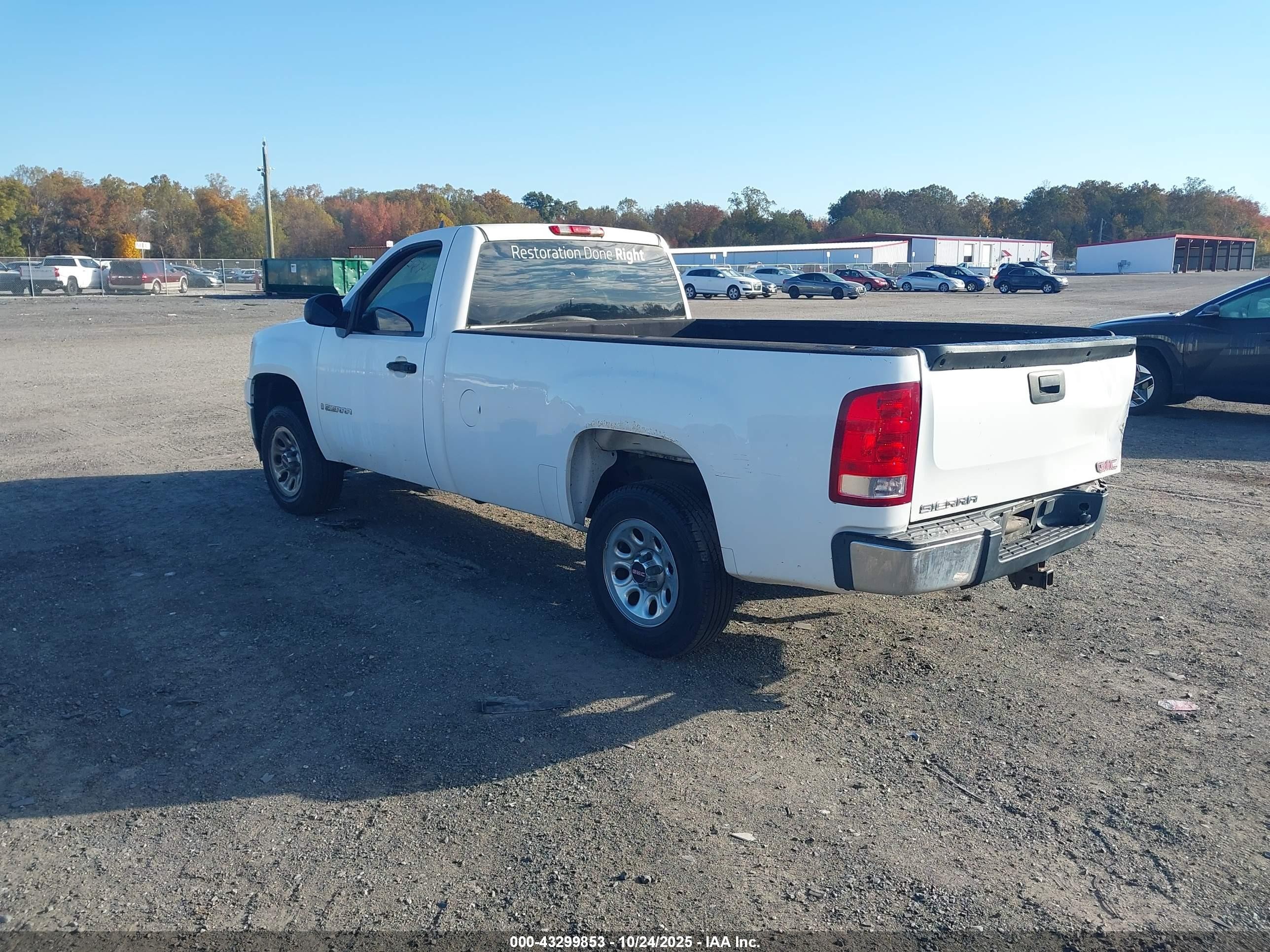 2007 Gmc Sierra 1500 Work Truck White vin: 1GTEC14CX7E594438