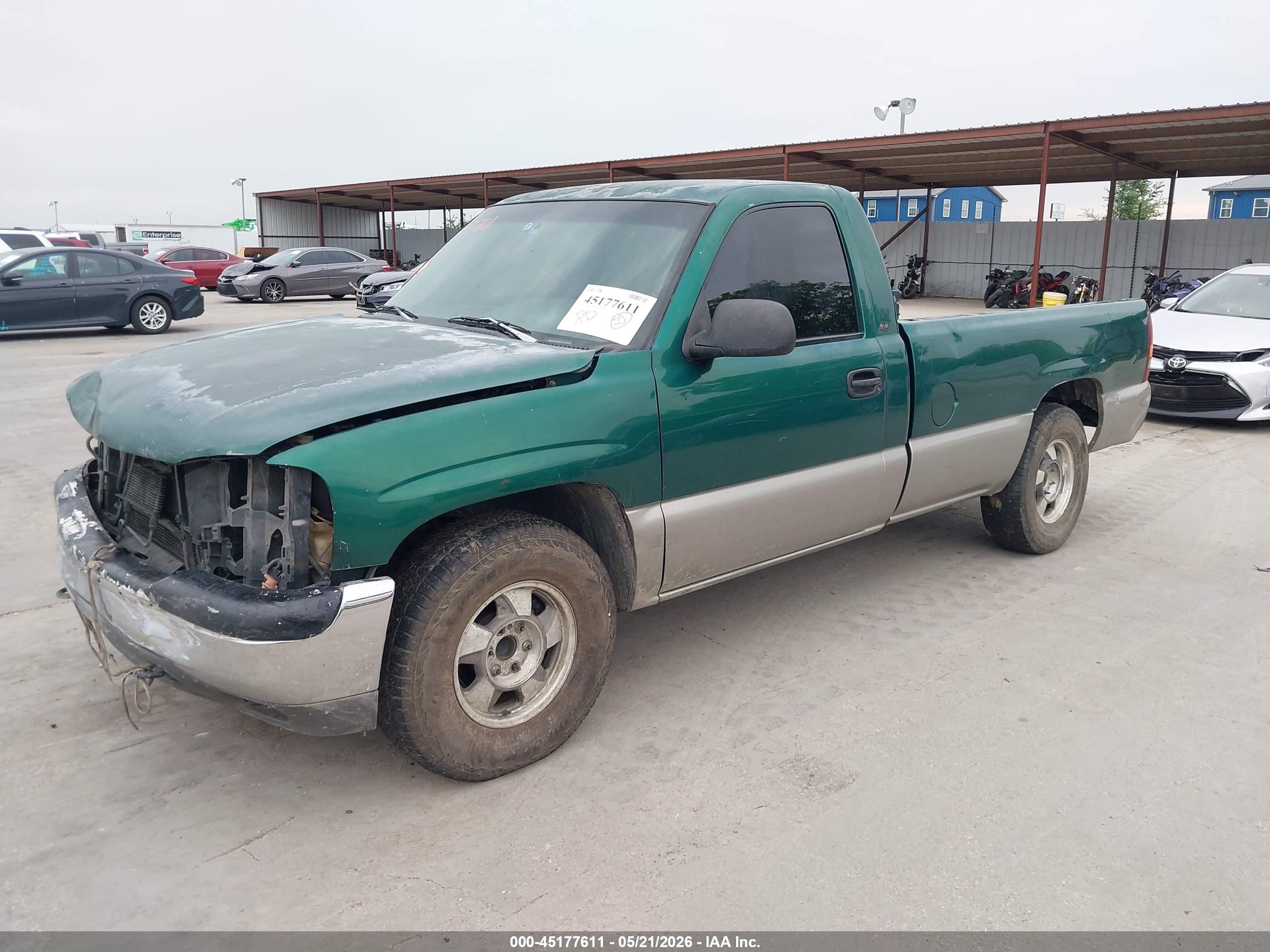 1999 Gmc Sierra 1500 Sle Green vin: 1GTEC14T7XE540417