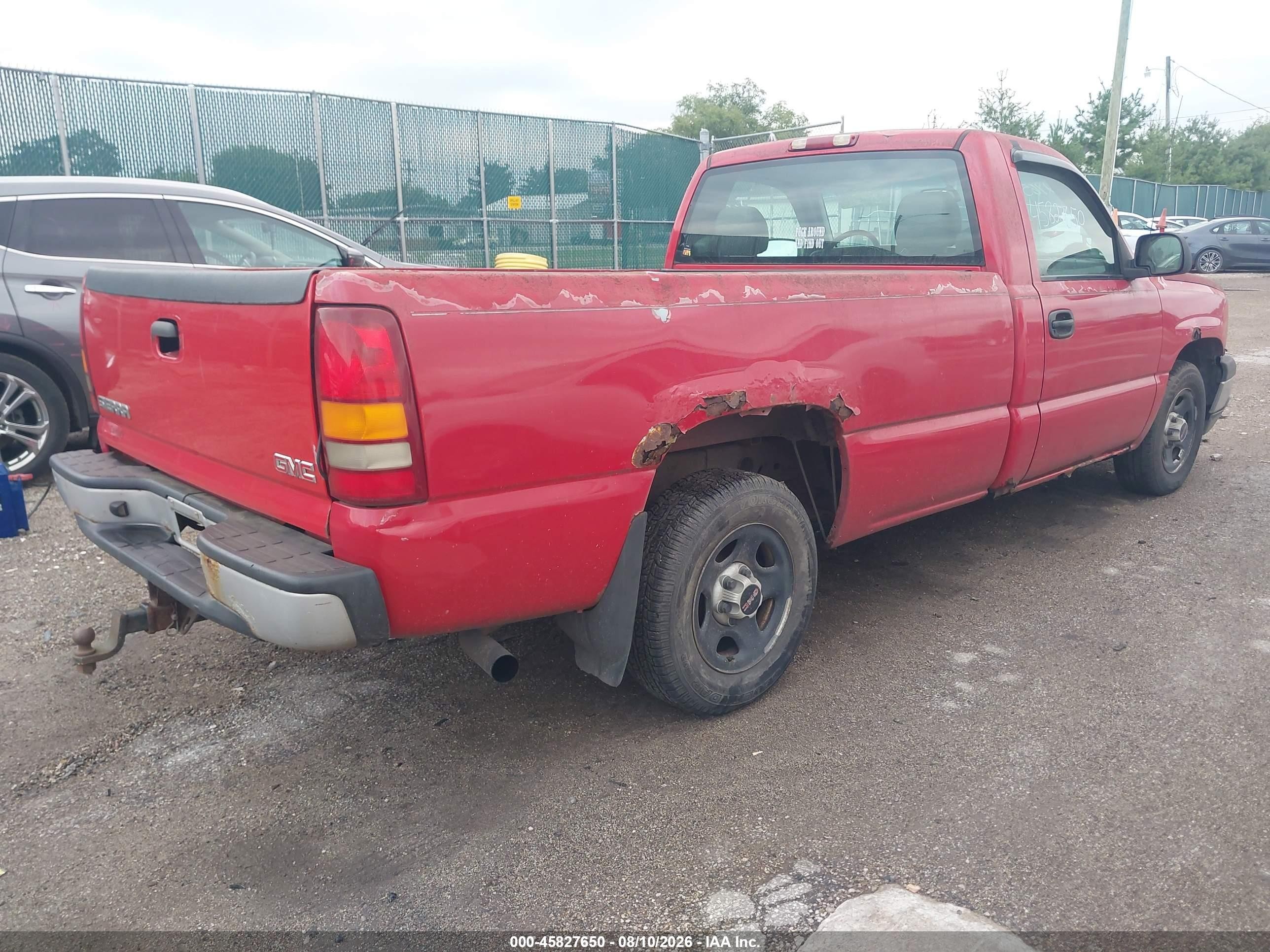 2003 Gmc Sierra 1500 Work Truck Red vin: 1GTEC14V93Z267467