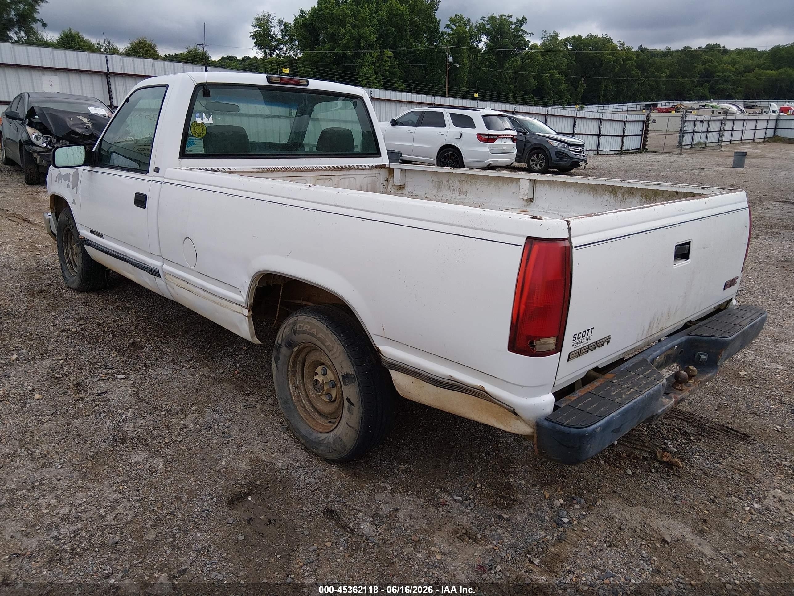 1998 Gmc Sierra 1500 Sl Wideside White vin: 1GTEC14W0WZ549185