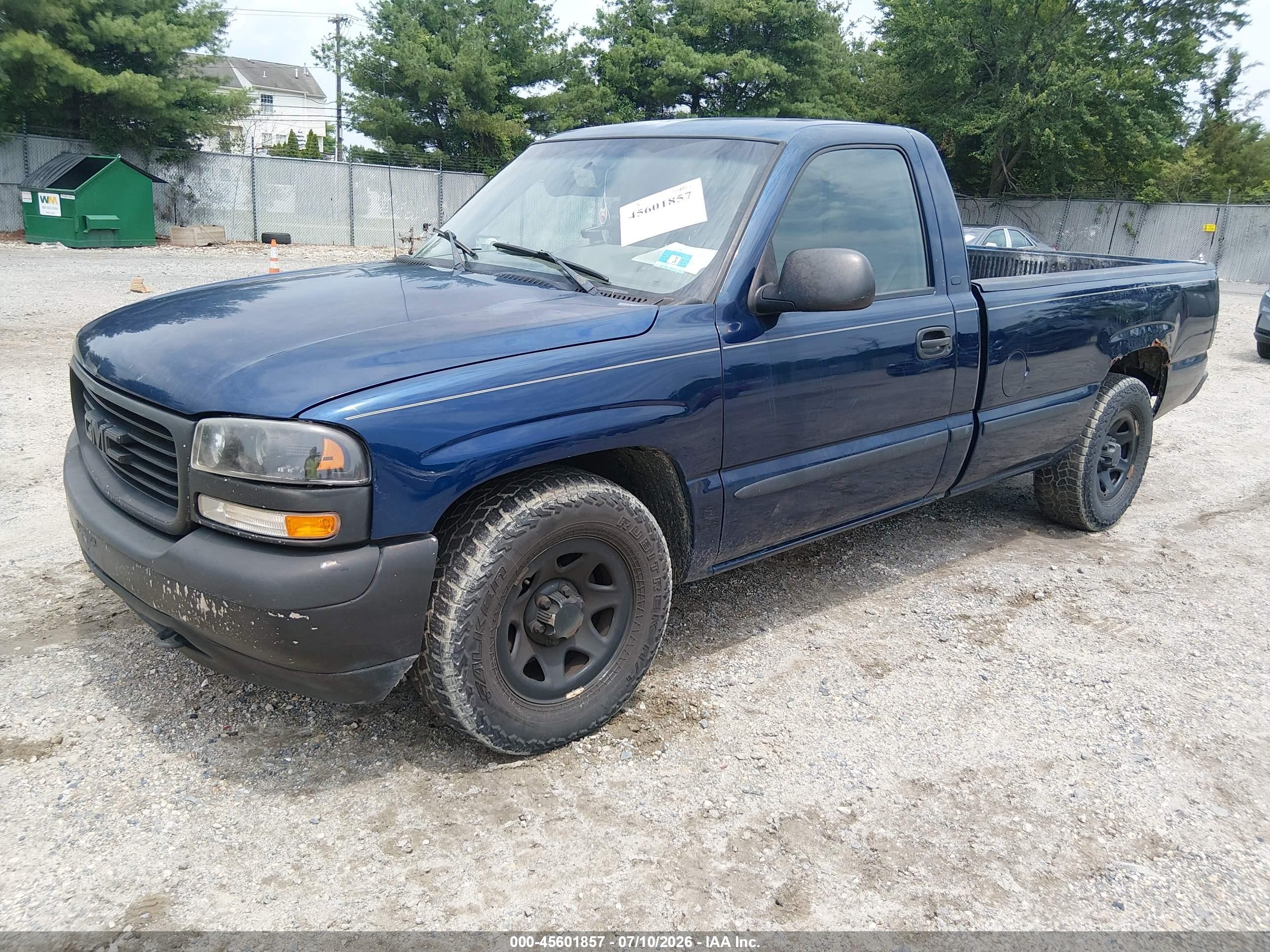 2002 Gmc Sierra 1500 Sl Blue vin: 1GTEC14W62Z104430