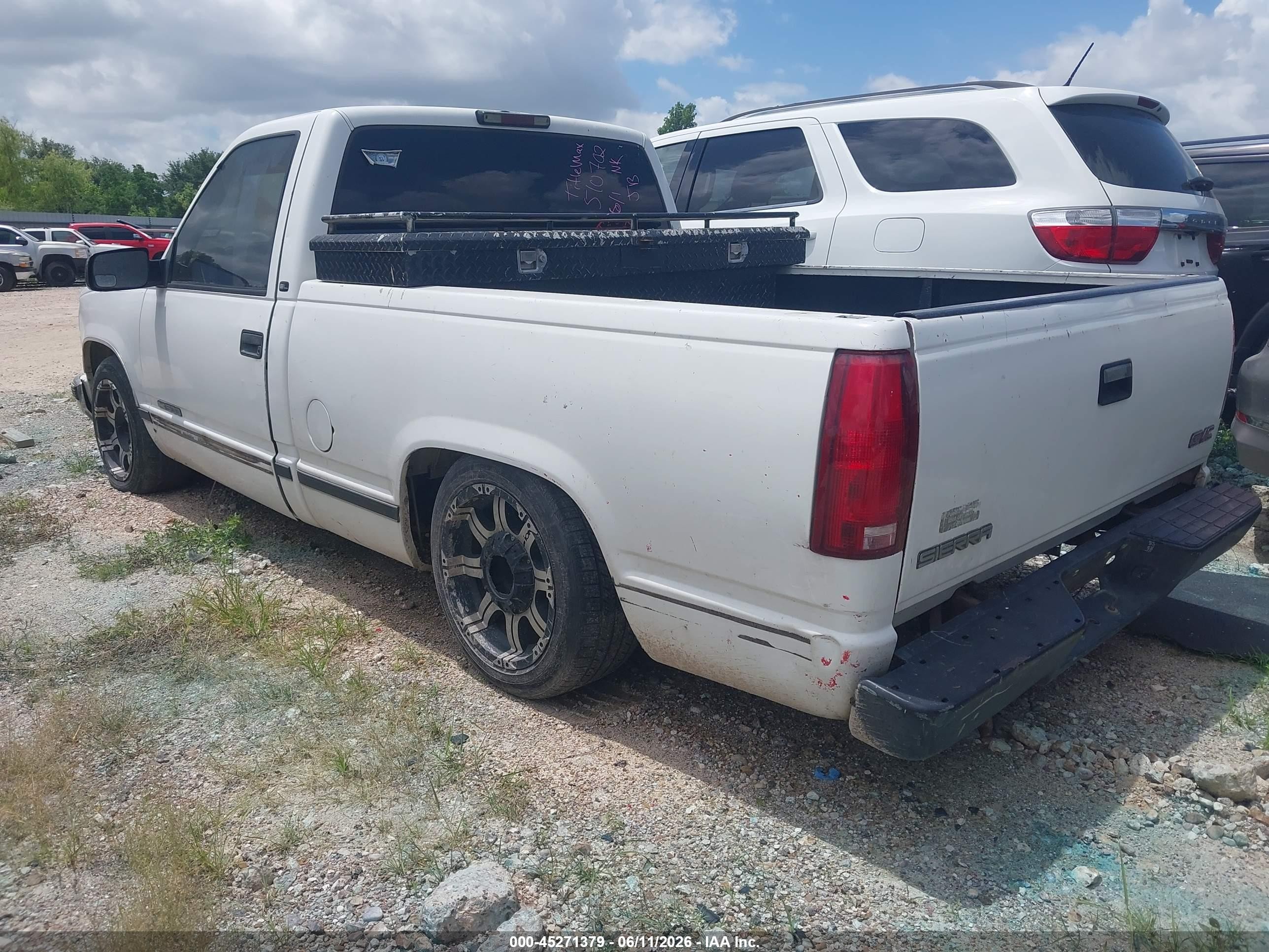 1998 Gmc Sierra 1500 Sl Wideside White vin: 1GTEC14W8WZ510702