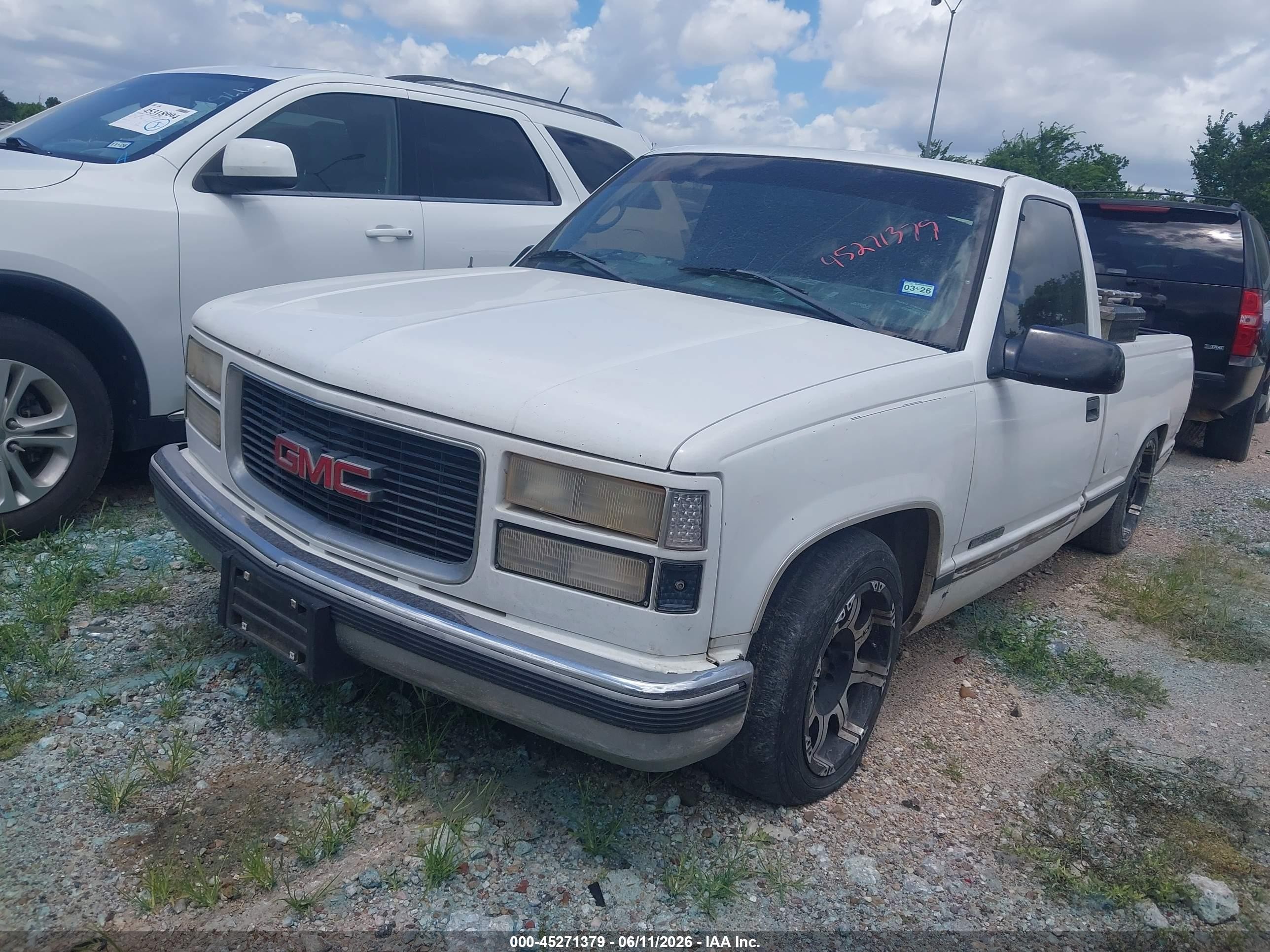 1998 Gmc Sierra 1500 Sl Wideside White vin: 1GTEC14W8WZ510702