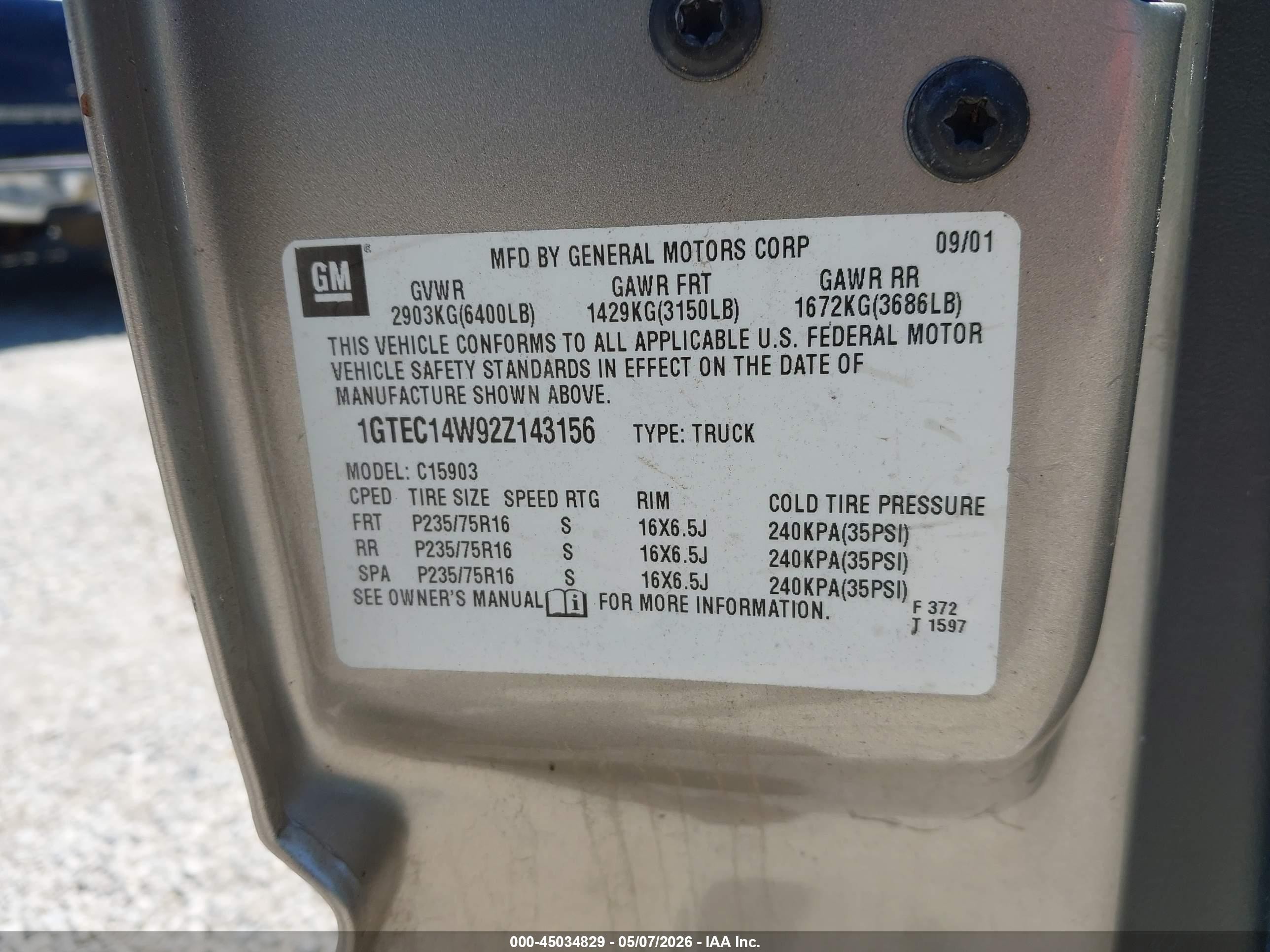 2002 Gmc Sierra 1500 Standard Серебряный vin: 1GTEC14W92Z143156