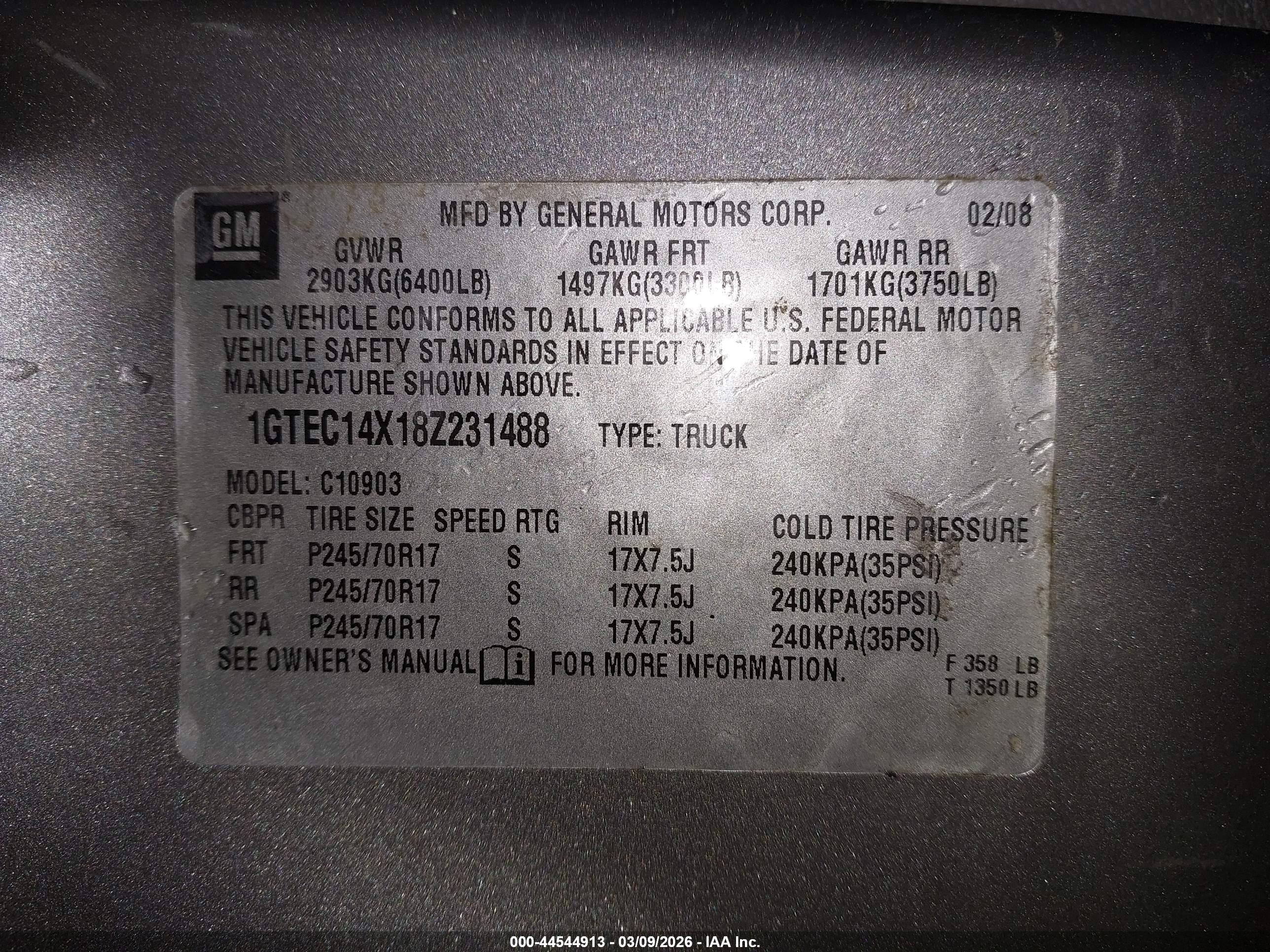 2008 Gmc Sierra 1500 Work Truck Gray vin: 1GTEC14X18Z231488