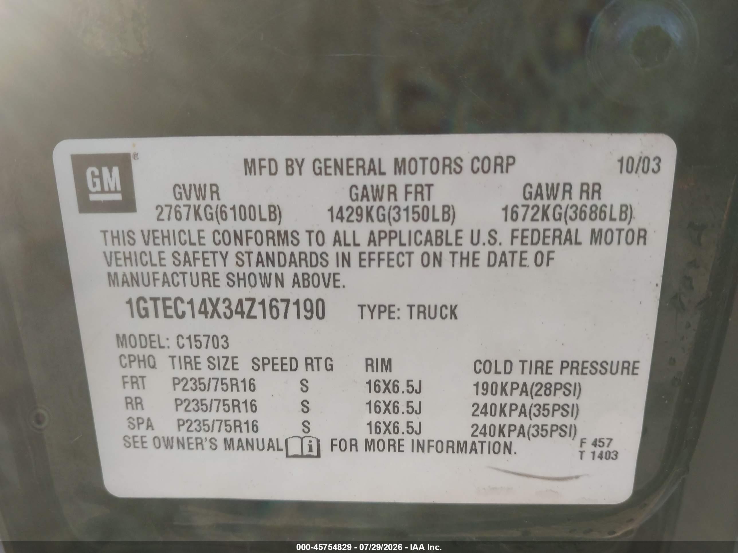 2004 Gmc Sierra 1500   Green vin: 1GTEC14X34Z167190