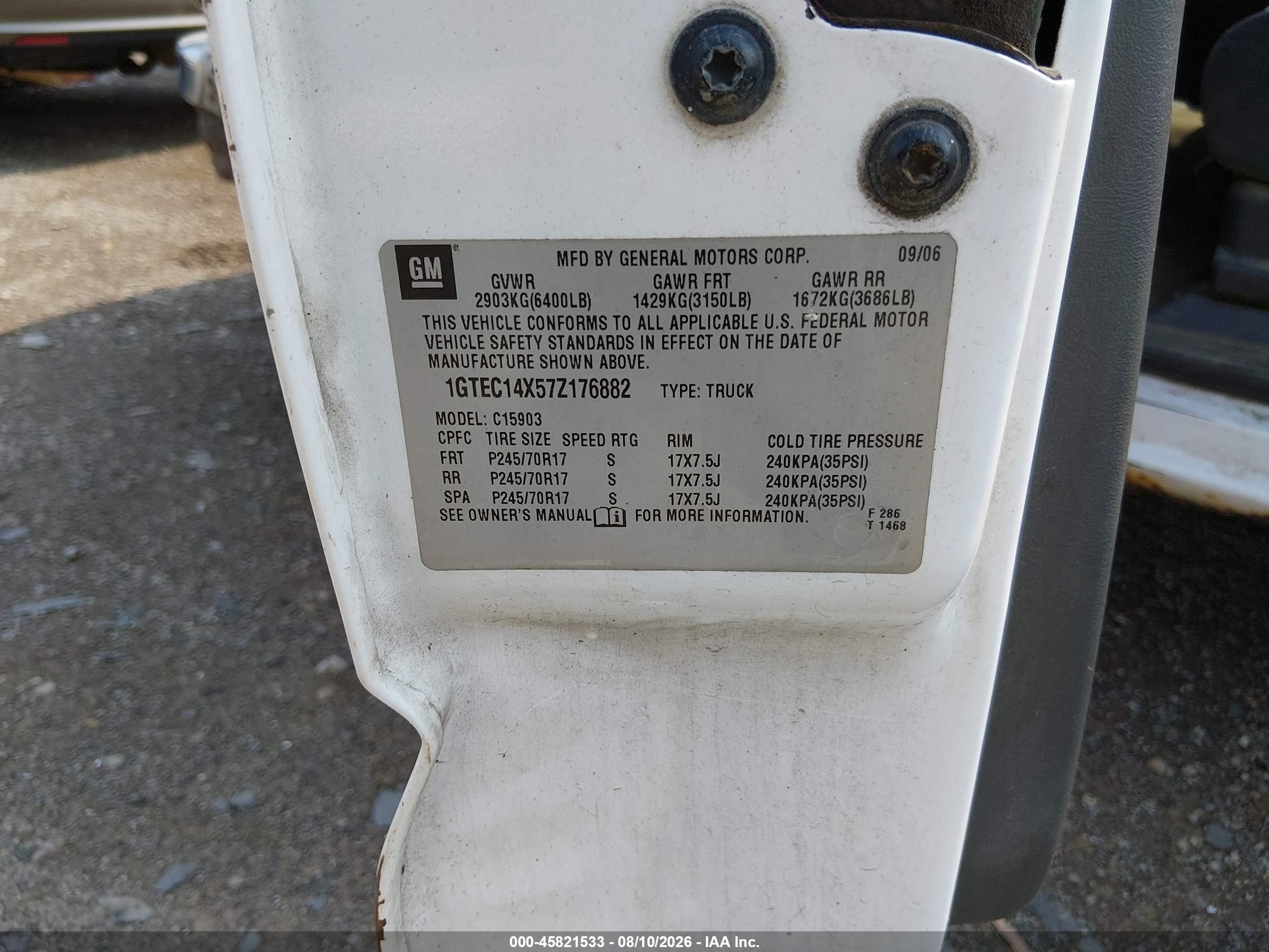 2007 Gmc Sierra 1500 Classic Work Truck White vin: 1GTEC14X57Z176882