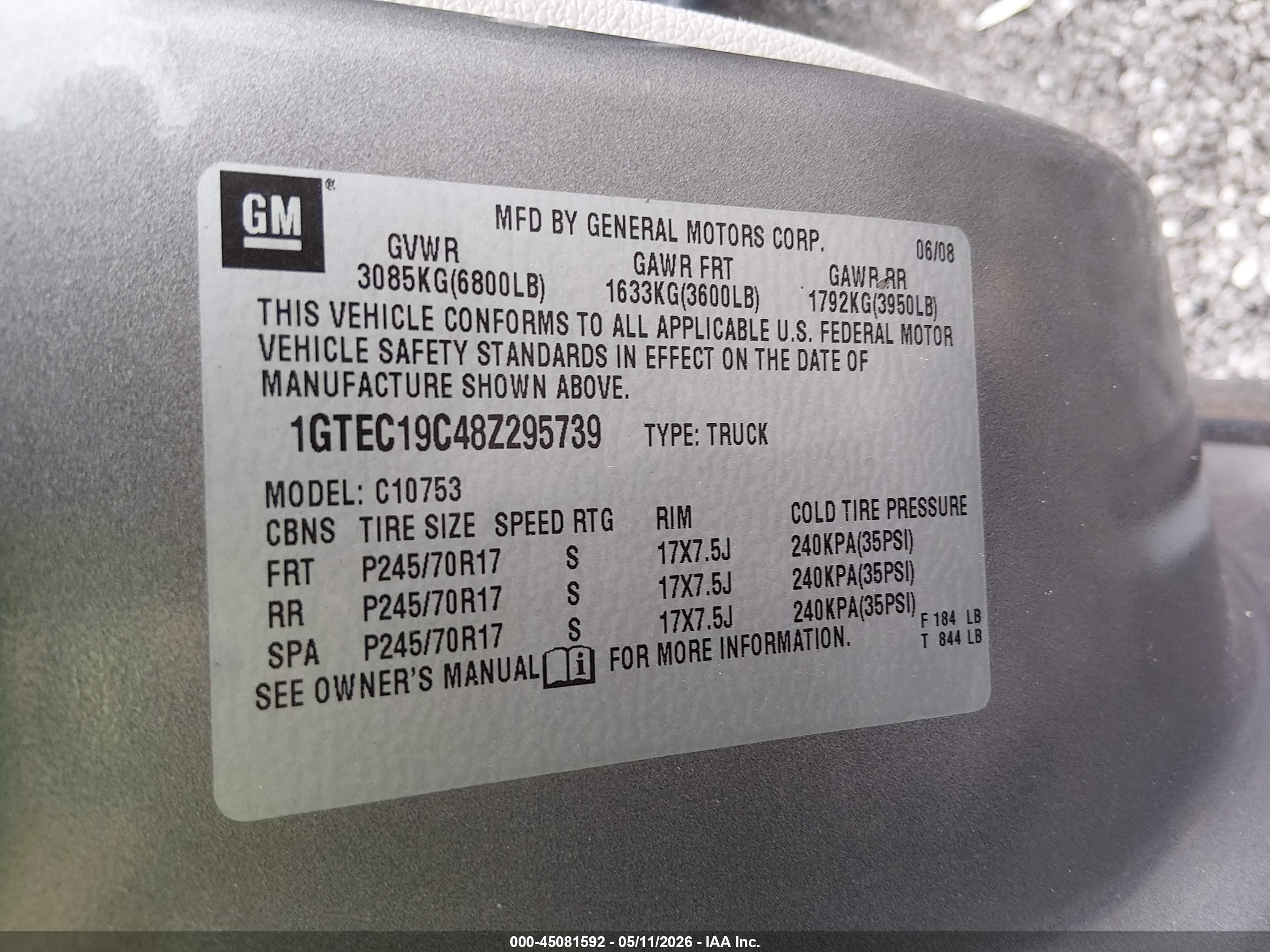 2008 Gmc Sierra 1500 Work Truck Gray vin: 1GTEC19C48Z295739
