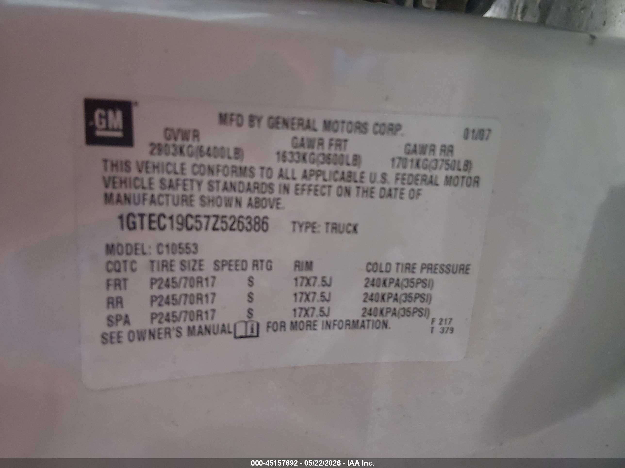 2007 Gmc Sierra 1500 Sle1 Brown vin: 1GTEC19C57Z526386