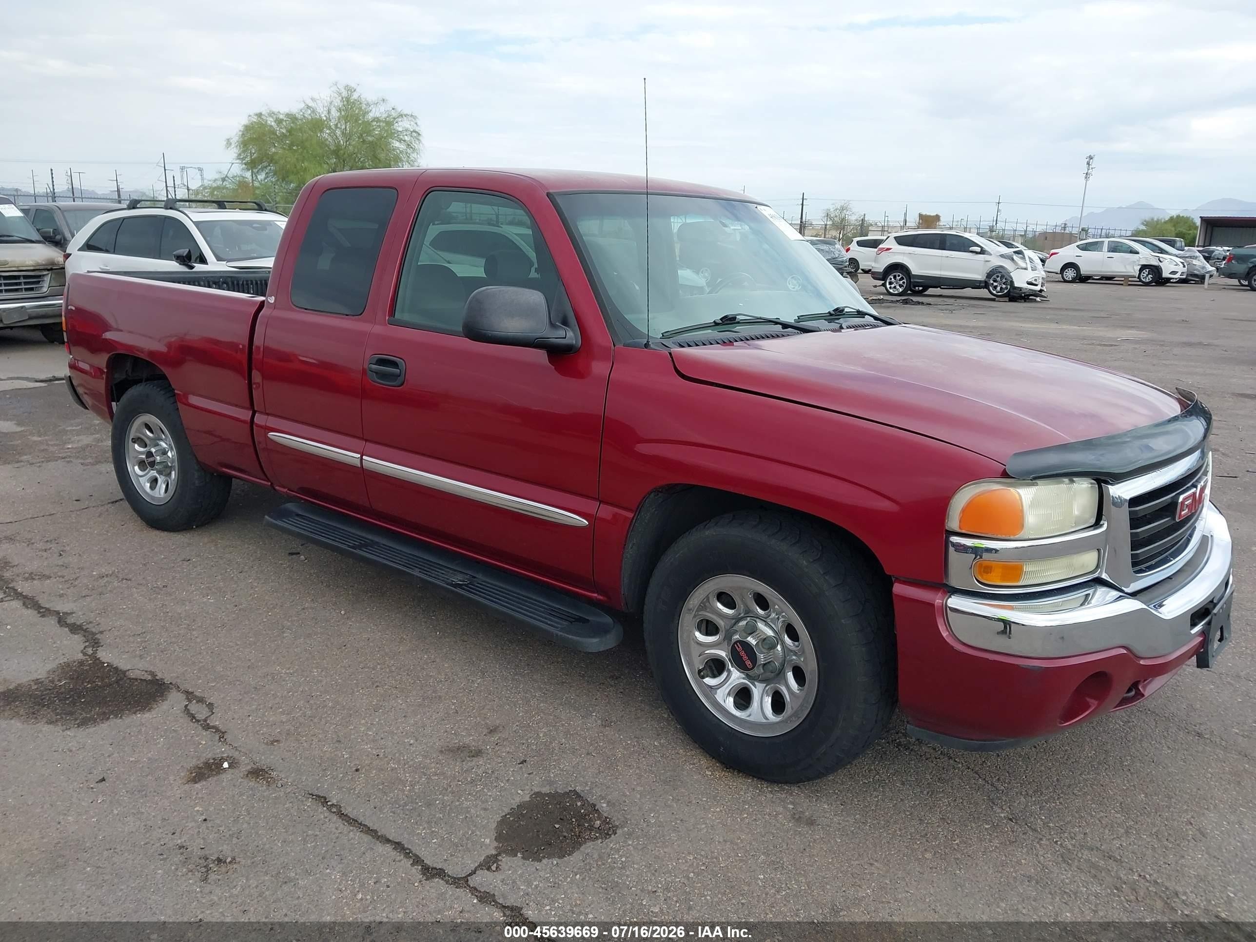 2005 Gmc Sierra 1500 Sle Burgundy vin: 1GTEC19T05Z356757