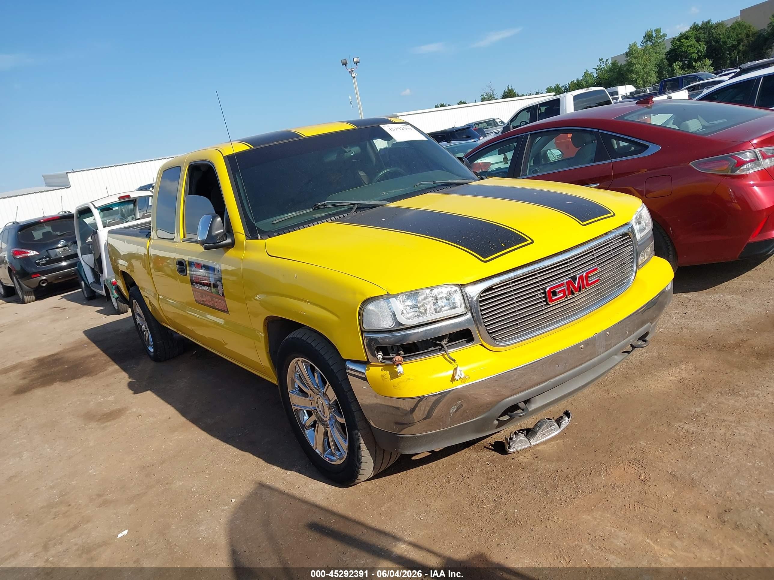 2002 Gmc Sierra 1500 Sle Yellow vin: 1GTEC19T62Z293028