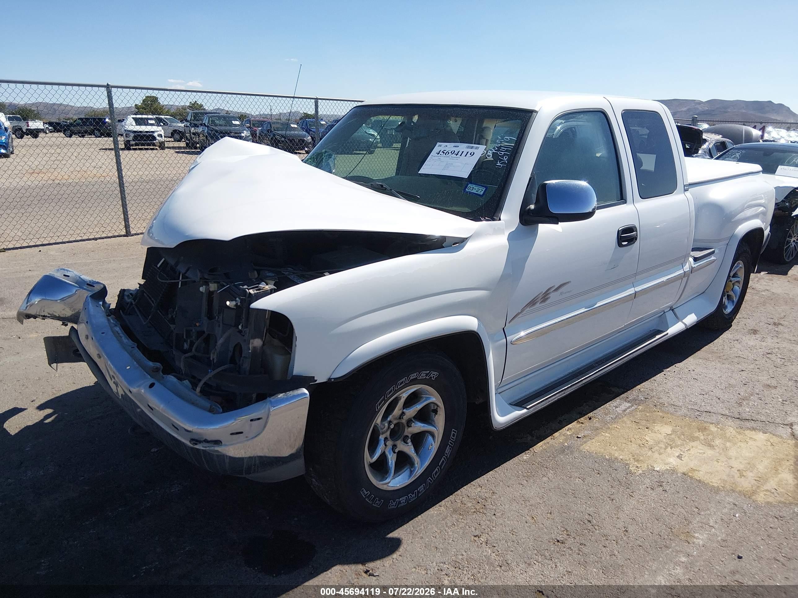 2002 Gmc Sierra 1500 Sle White vin: 1GTEC19TX2Z220843