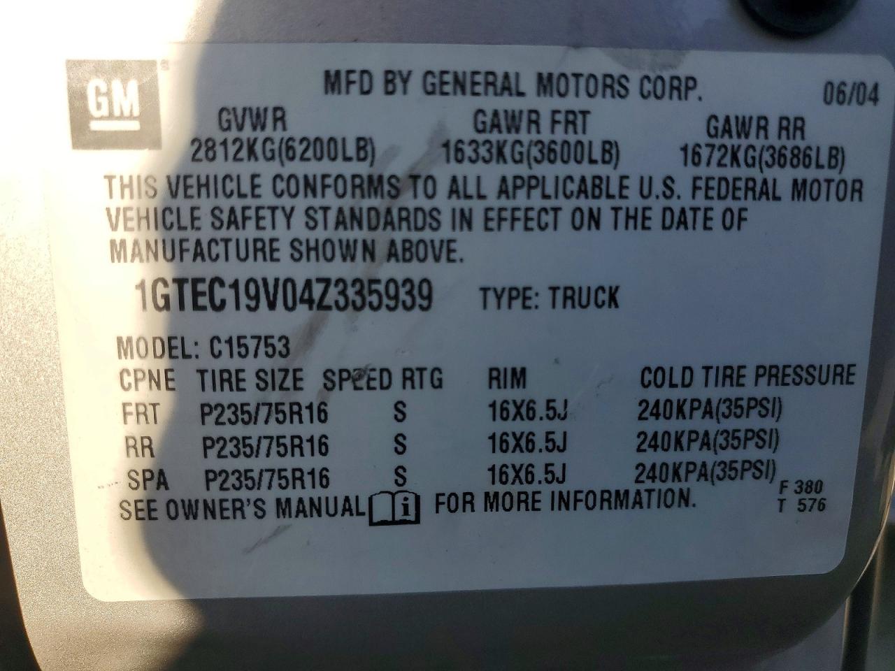 2004 Gmc New Sierra C1500 Серебряный vin: 1GTEC19V04Z335939