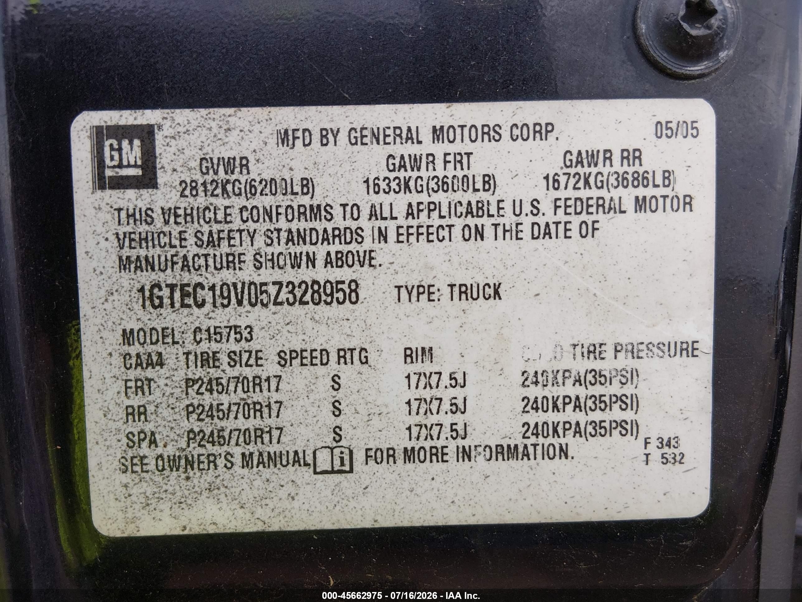 2005 Gmc Sierra 1500 Sle Black vin: 1GTEC19V05Z328958