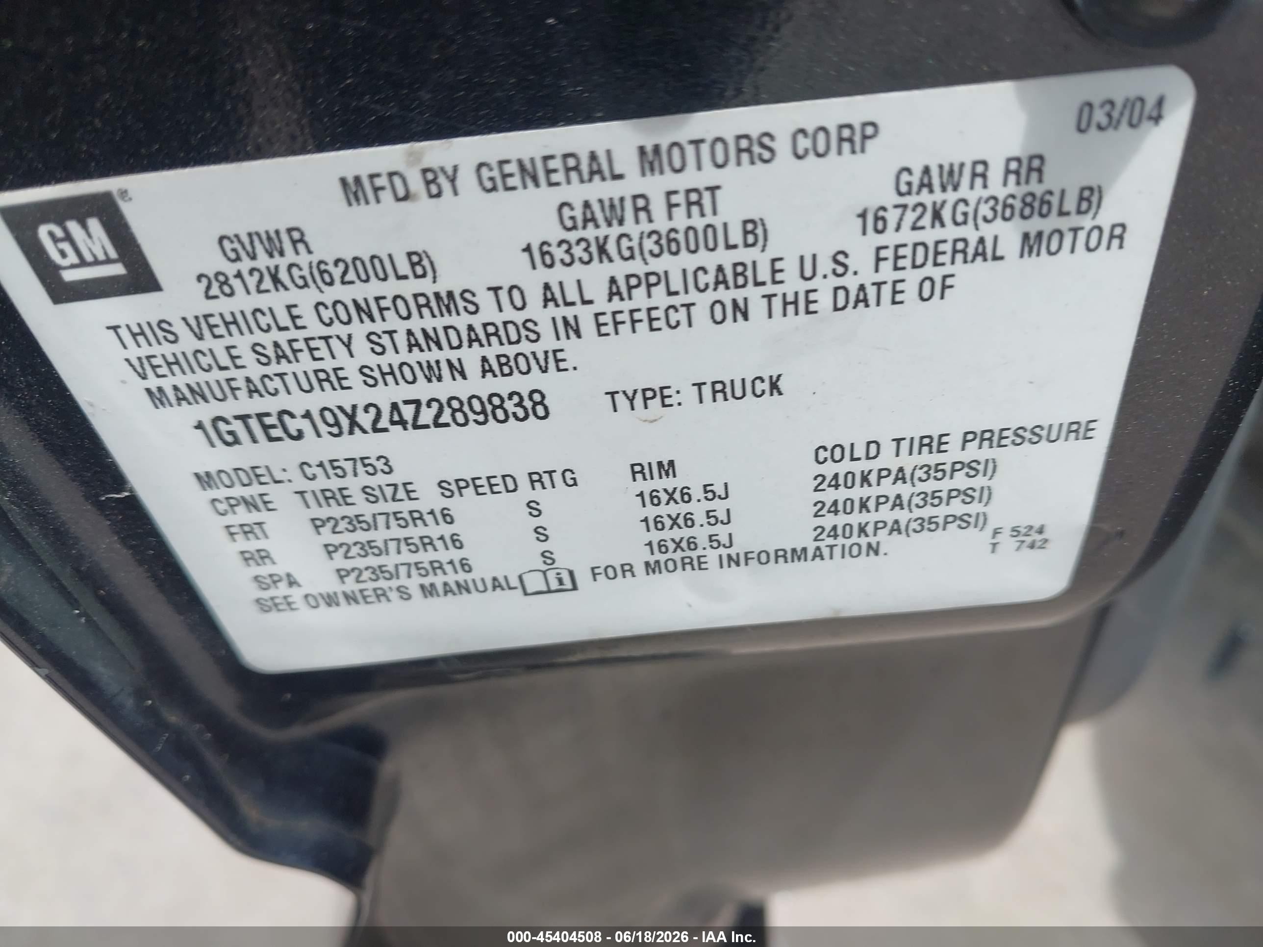 2004 Gmc Sierra 1500 Gray vin: 1GTEC19X24Z289838