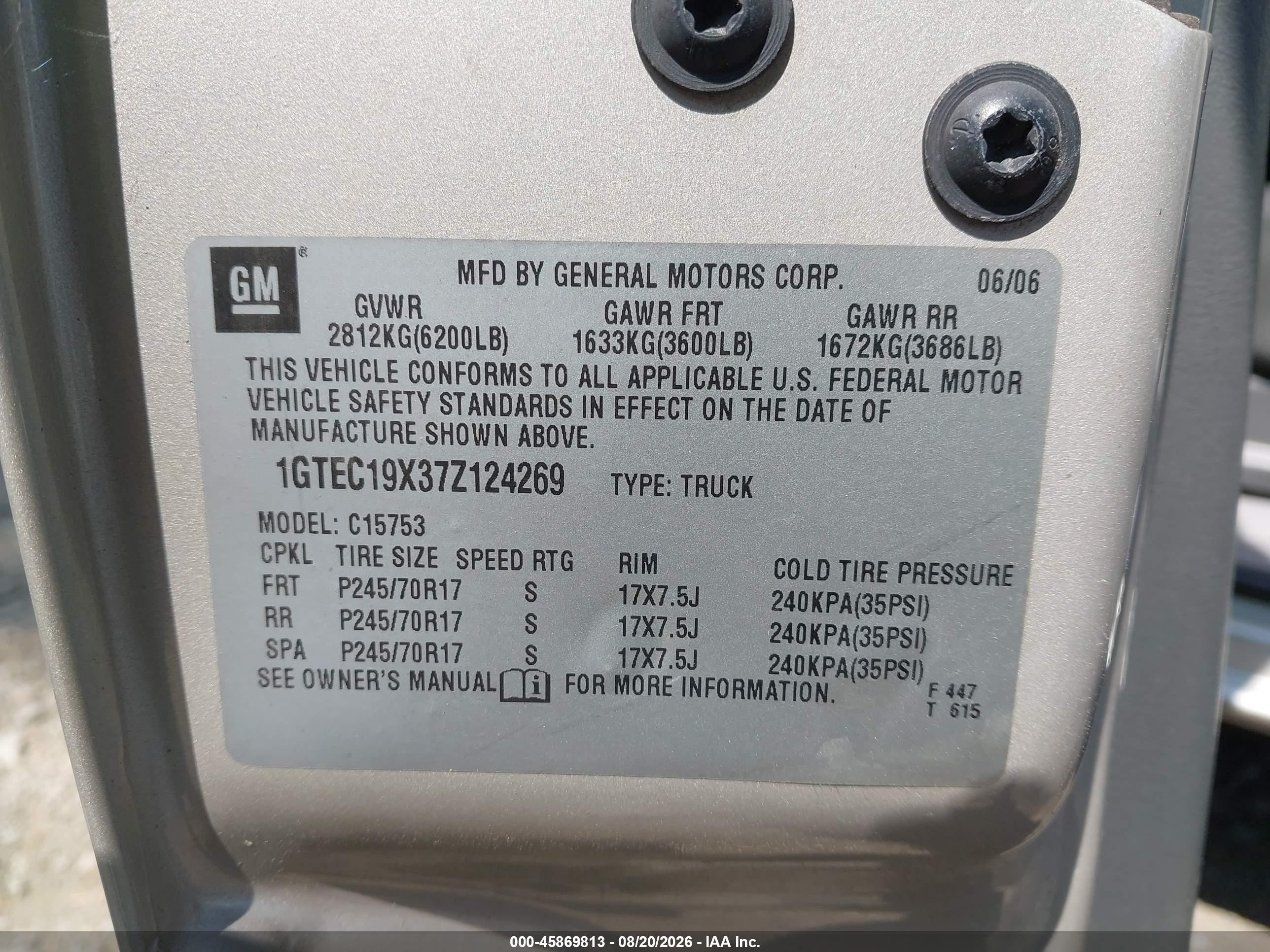 2007 Gmc Sierra 1500 Classic Work Truck Tan vin: 1GTEC19X37Z124269