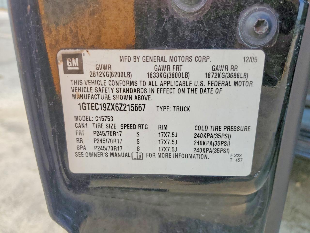 2006 Gmc New Sierra C1500 Charcoal vin: 1GTEC19ZX6Z215667