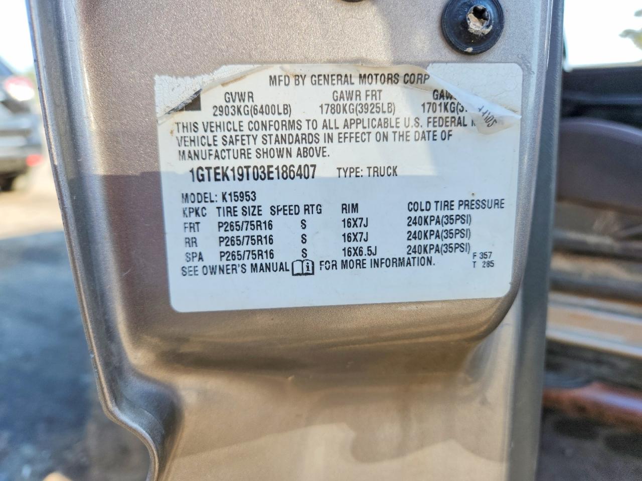 2003 Gmc New Sierra K1500 Gray vin: 1GTEK19T03E186407