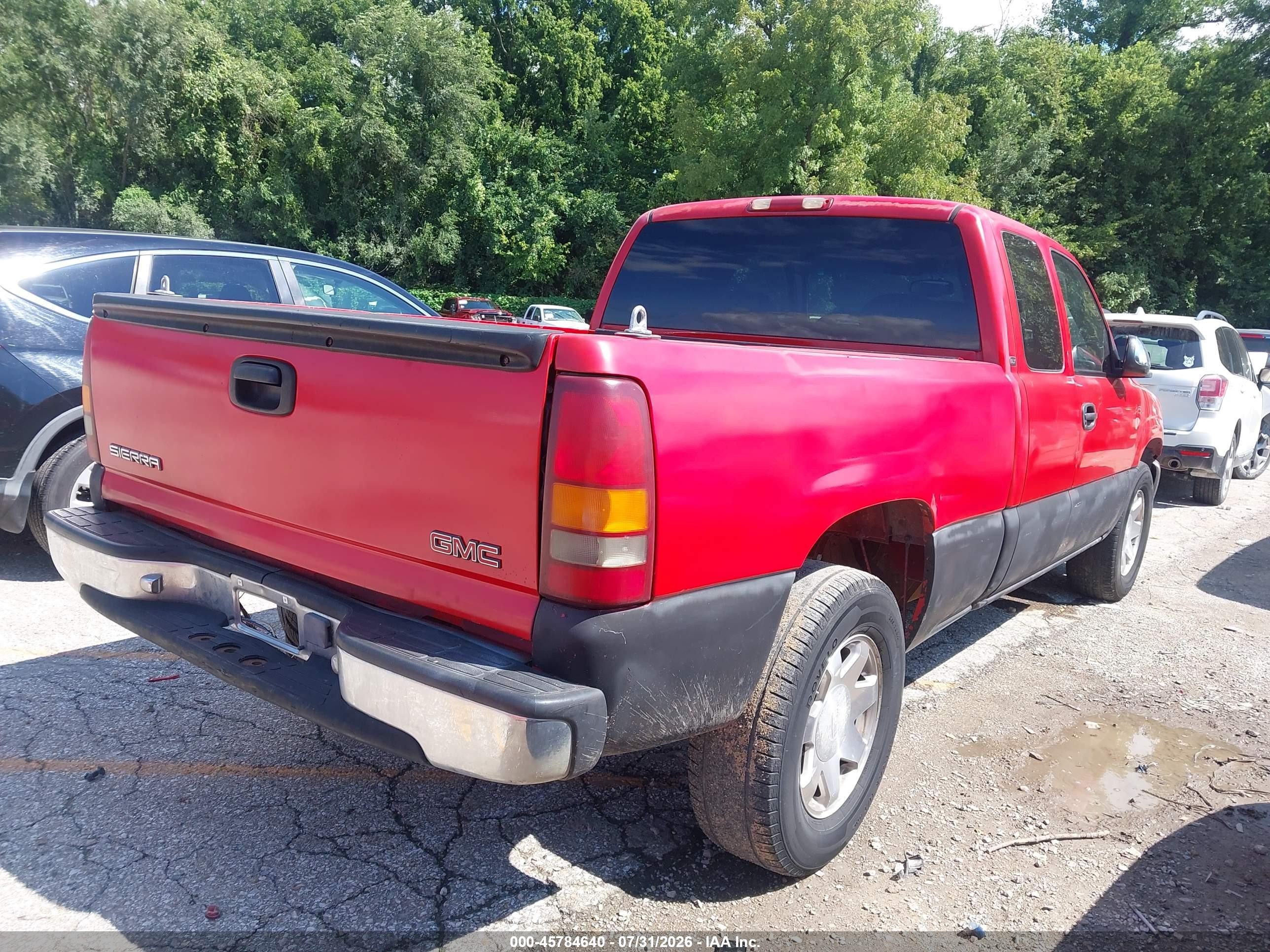 2001 Gmc Sierra 1500 Sle Red vin: 1GTEK19T41E156940