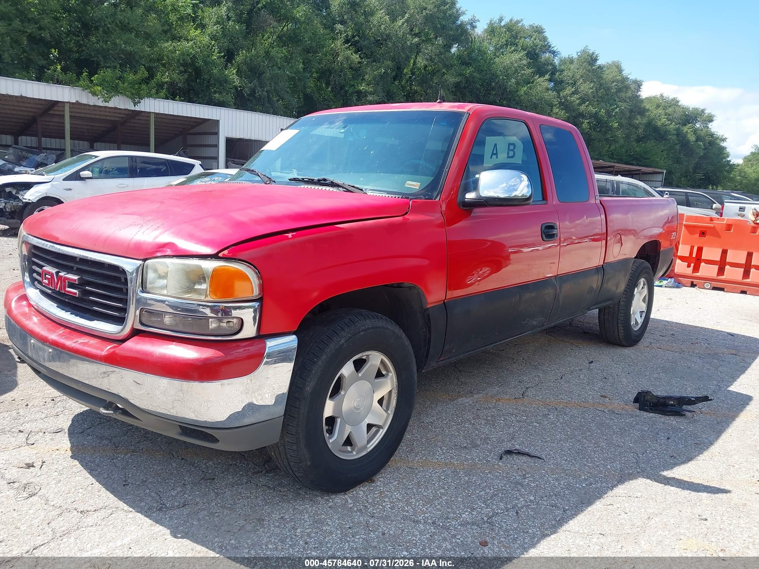 2001 Gmc Sierra 1500 Sle Red vin: 1GTEK19T41E156940