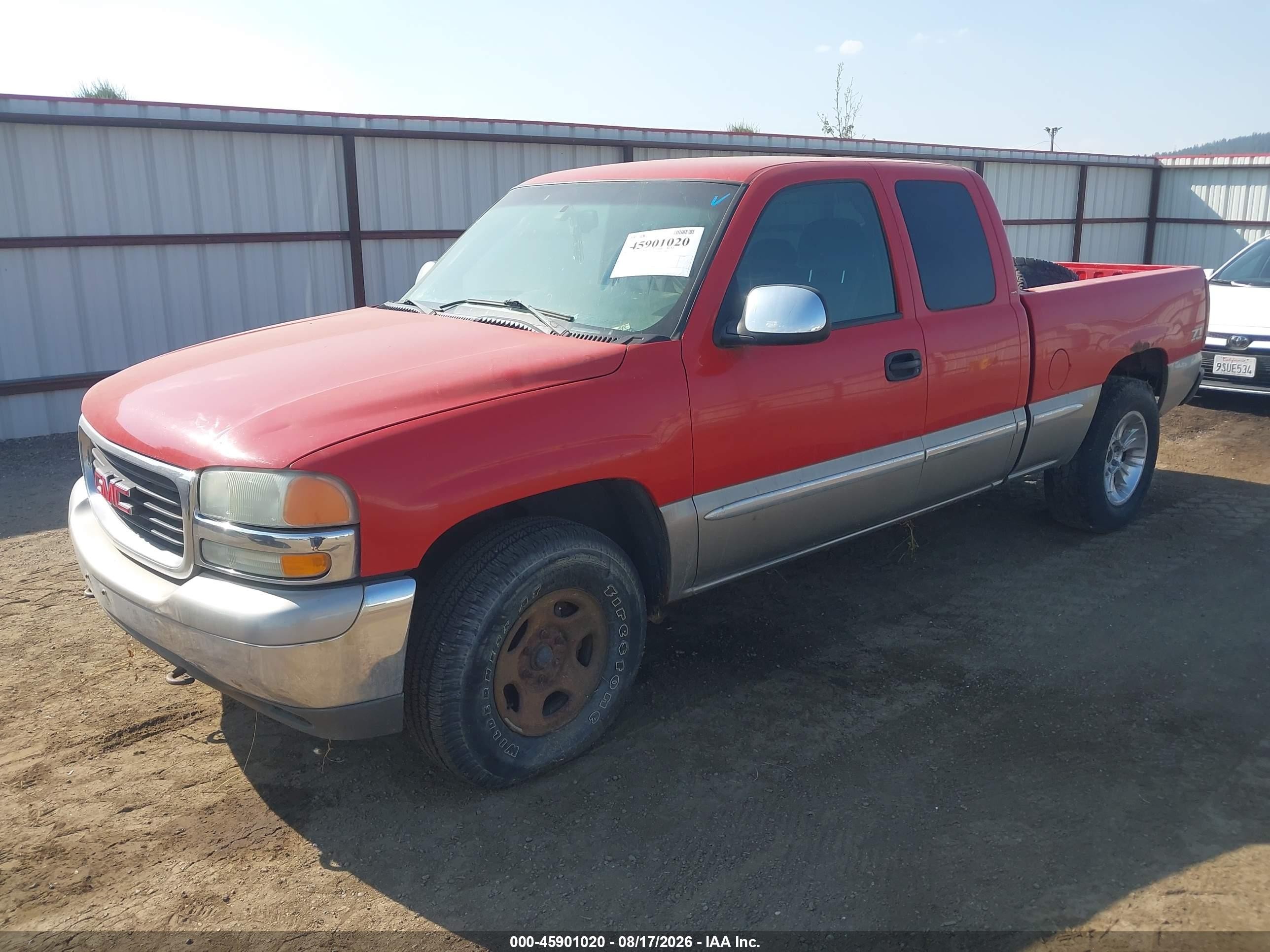 2002 Gmc Sierra 1500 Sle Red vin: 1GTEK19T72Z287435