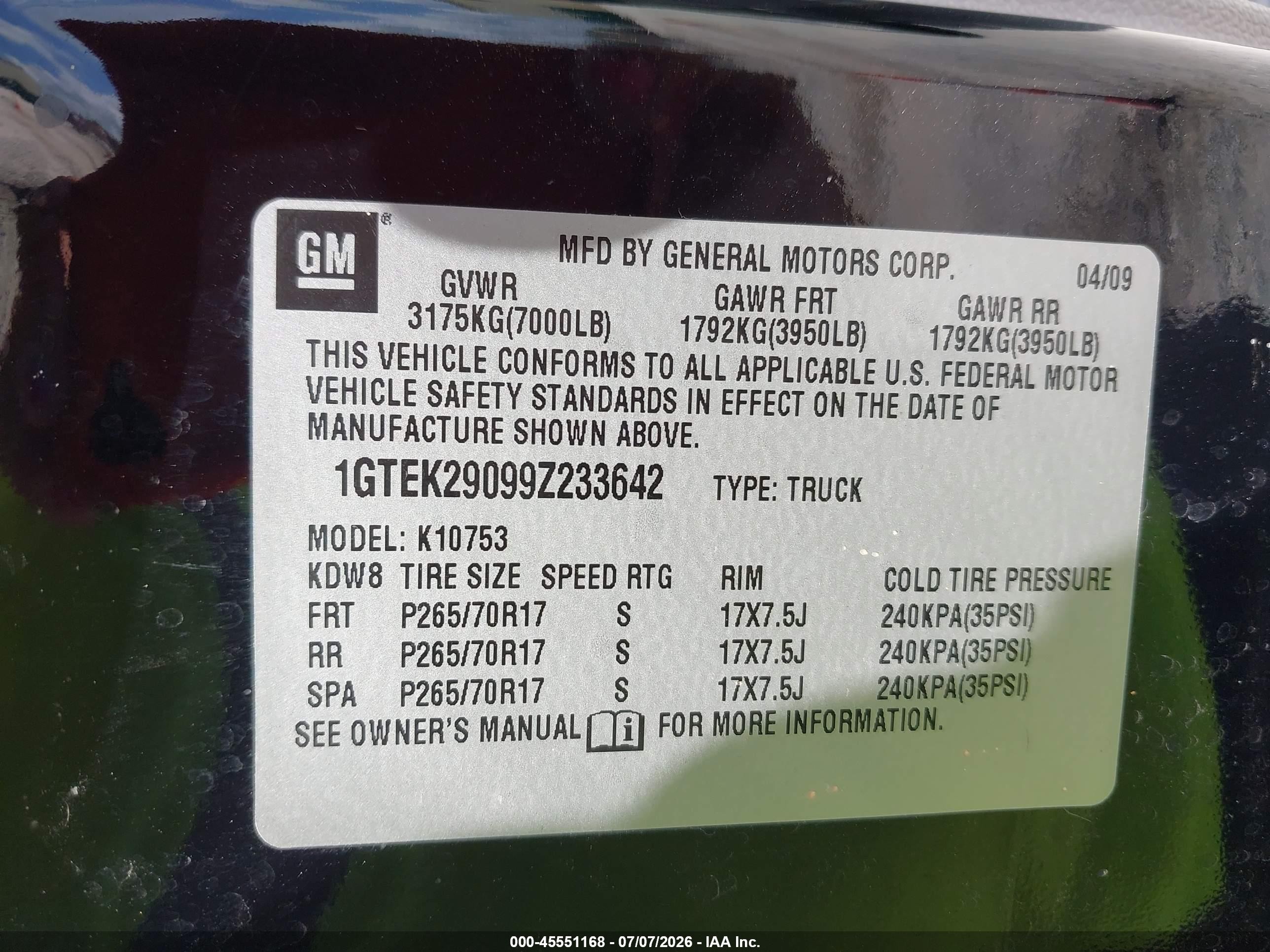 2009 Gmc Sierra 1500 Sle Black vin: 1GTEK29099Z233642